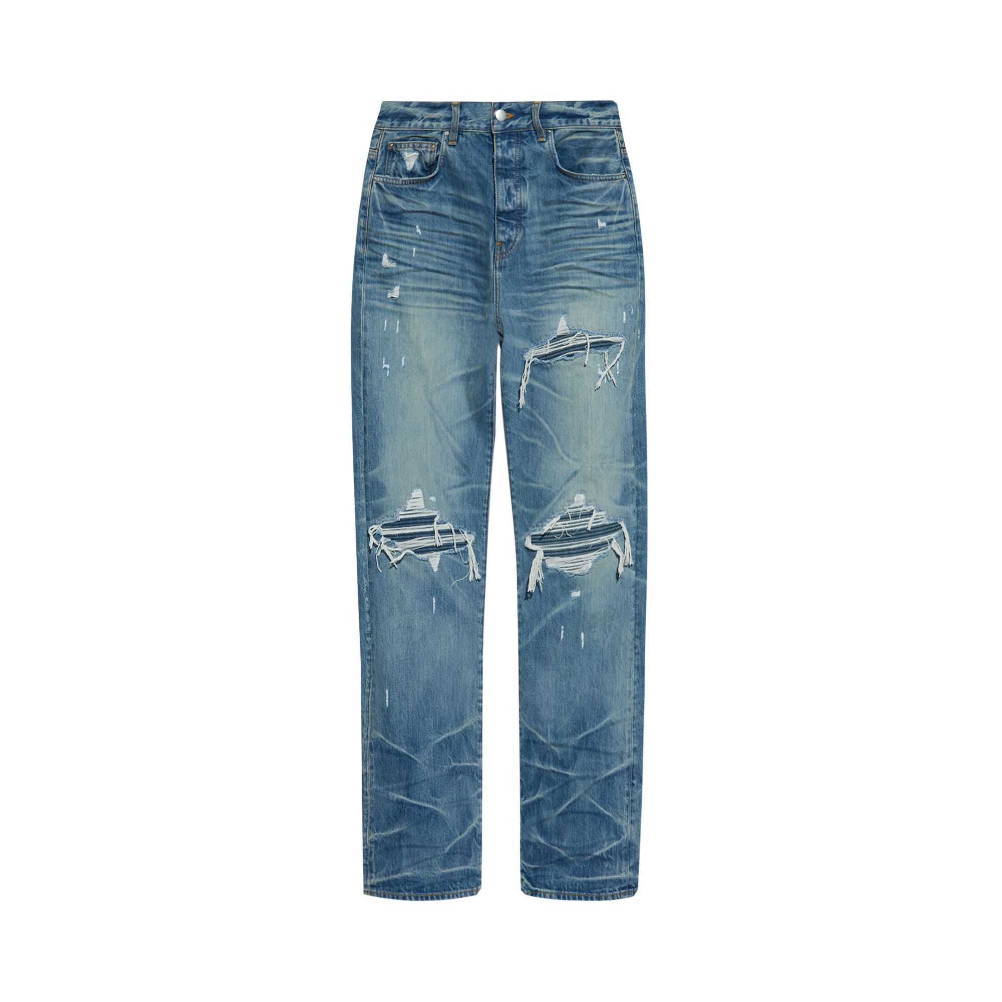 Pre-owned Amiri Pleated Denim Straight Mx1 Jean 'honeycomb Indigo' | Blue | Men's Size 30