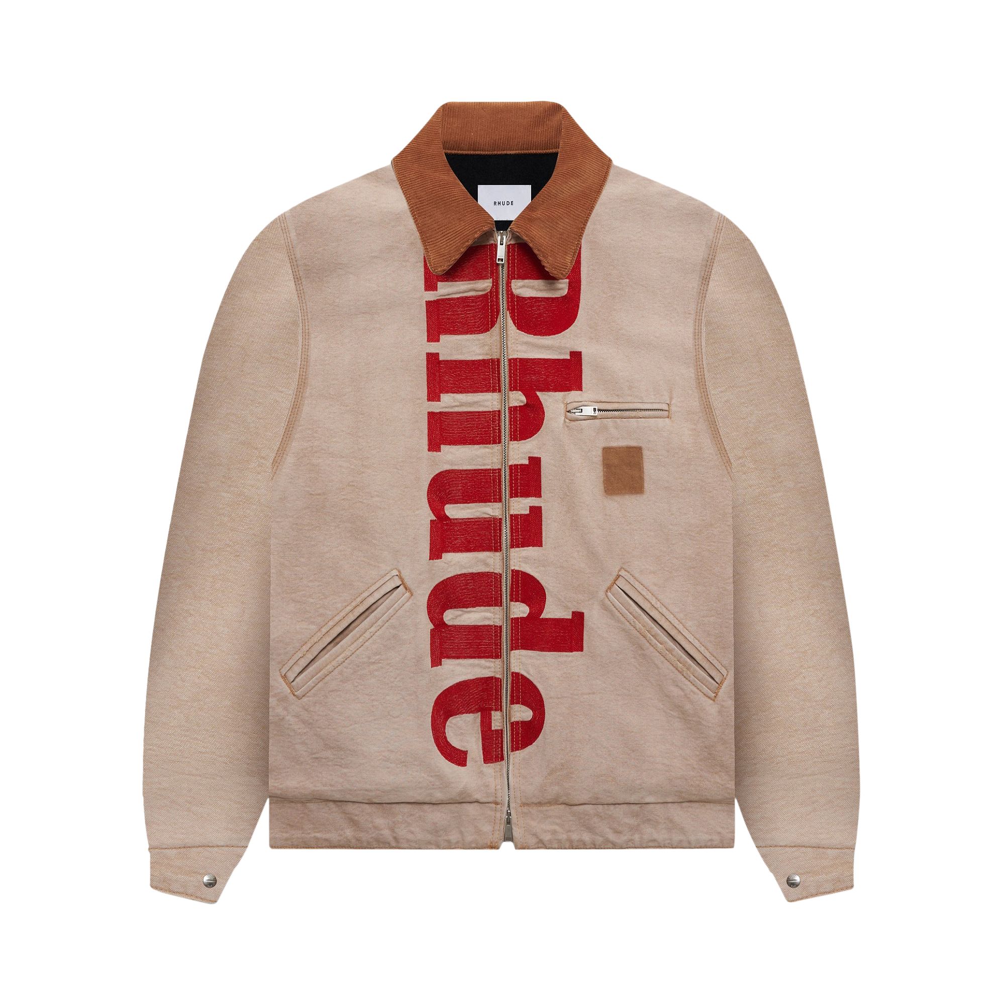 Pre-owned Rhude Logo Jacket 'khaki/red' | Tan | Men's Size L