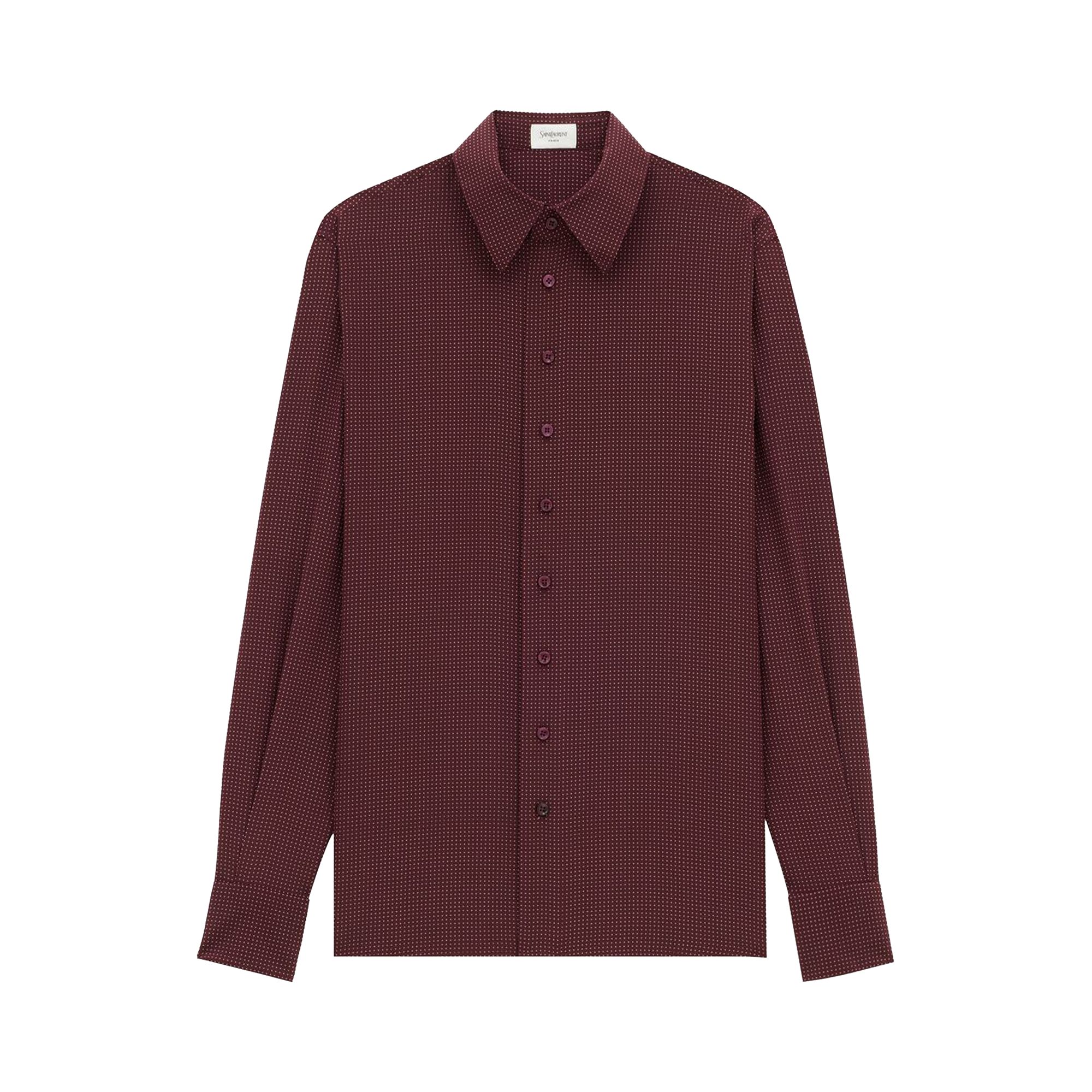 Pre-owned Saint Laurent Dotted Silk Long-sleeve Shirt 'bordeaux Craie' | Red | Men's Size 41