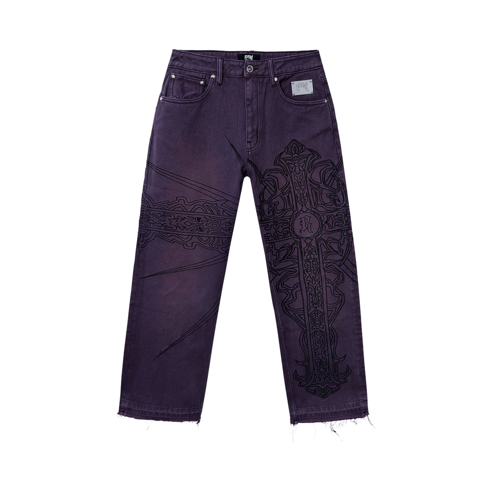 Pre-owned Revenge Spike Cross Embroidered Denim Pant 'purple' | Men's Size 30