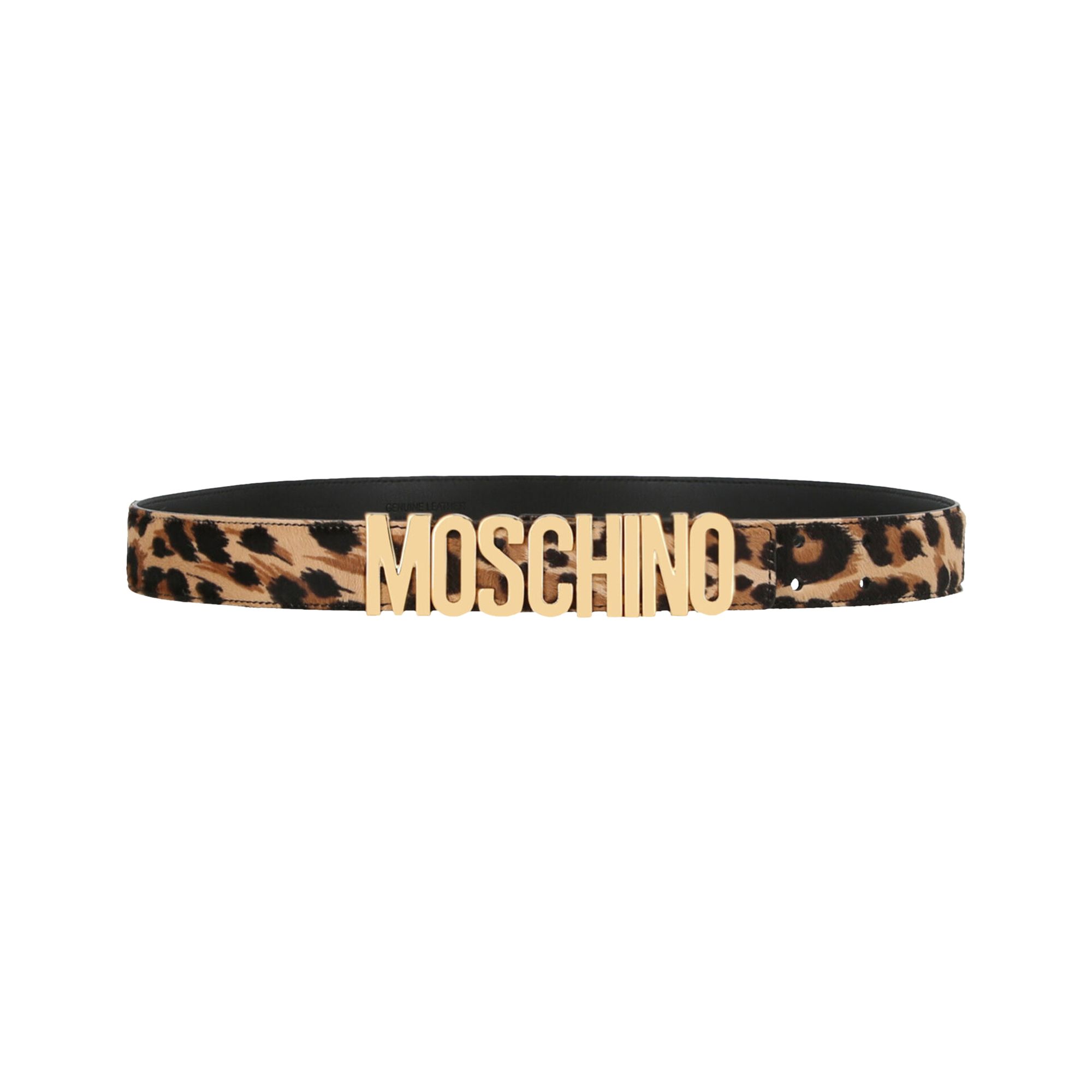 Pre-owned Moschino Leopard Print Logo Belt 'fantasy Print Beige' | Tan | Women's Size 75