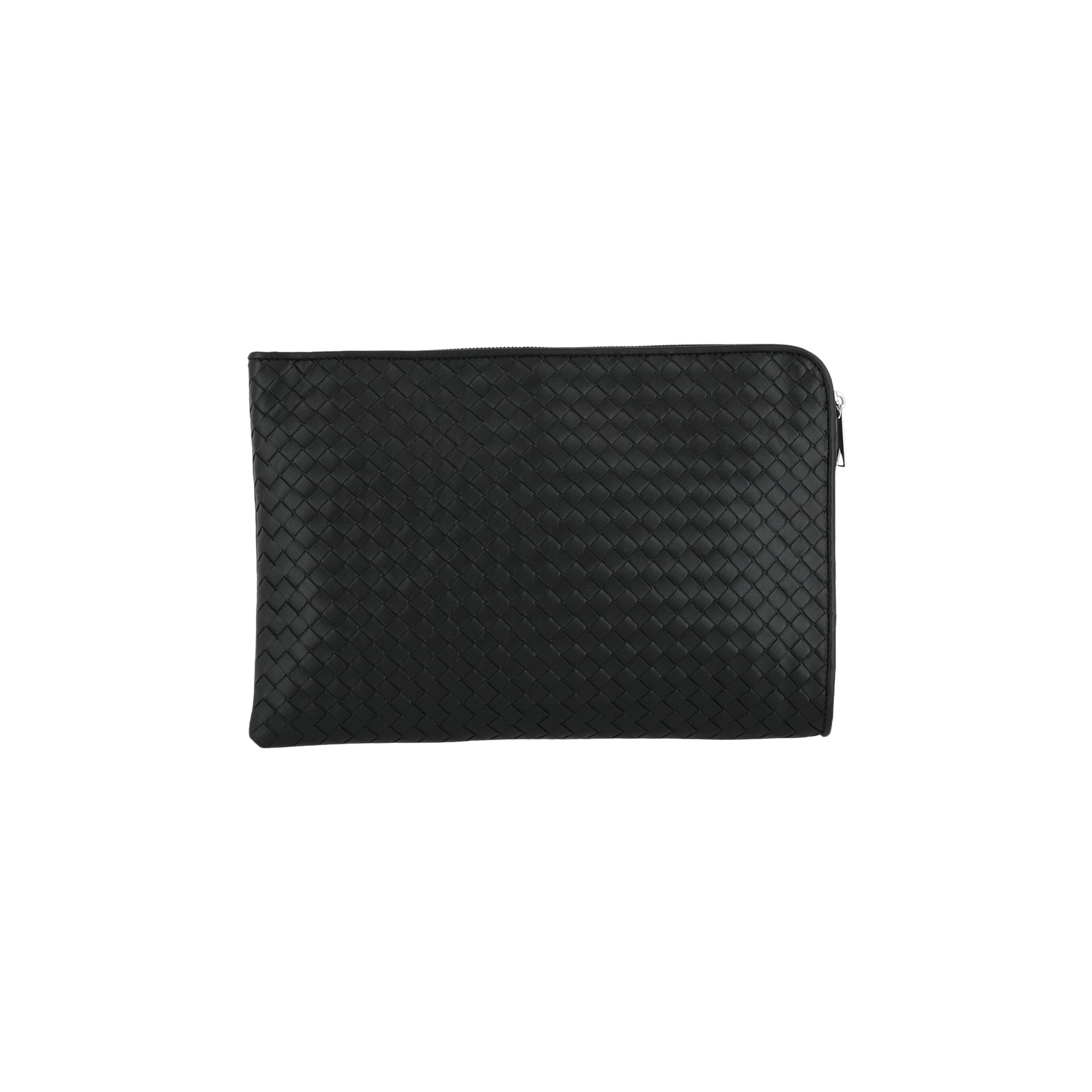 Pre-owned Bottega Veneta Intrecciato Document Pouch 'black/silver' | Men's Size Onesize