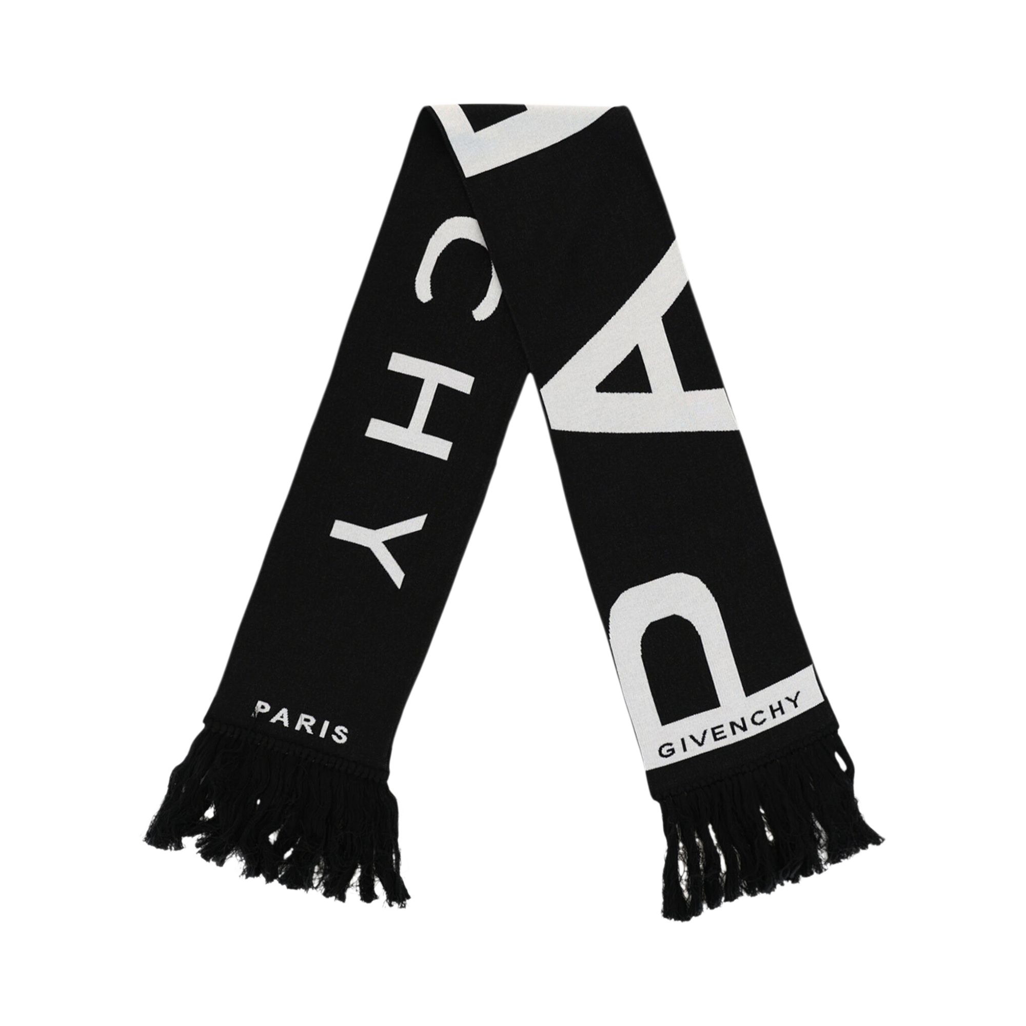 Pre-owned Givenchy Logo Fringe Football Scarf 'black/white' | Women's Size Onesize