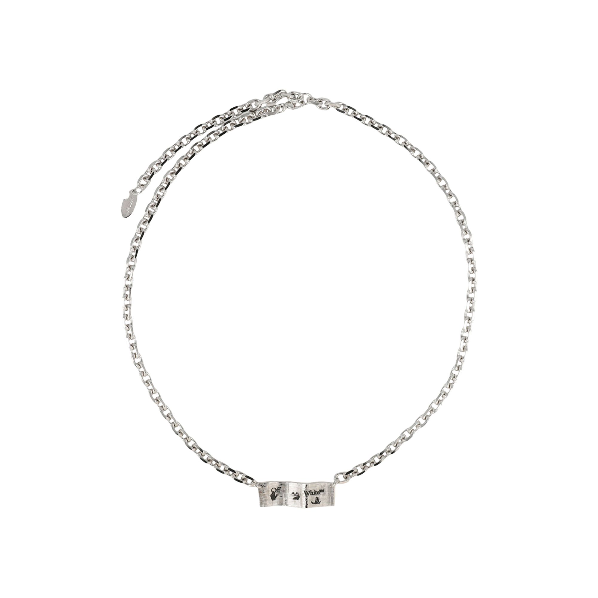 Pre-owned Off-white Swimming Logo Necklace 'silver' | Men's Size Onesize