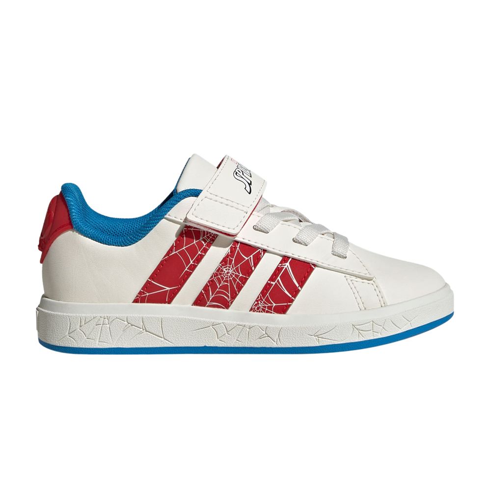 Pre-owned Adidas Originals Adidas Marvel X Grand Court K 'spider-man - Red Web Stripes' | White | Kid's Size 13.5
