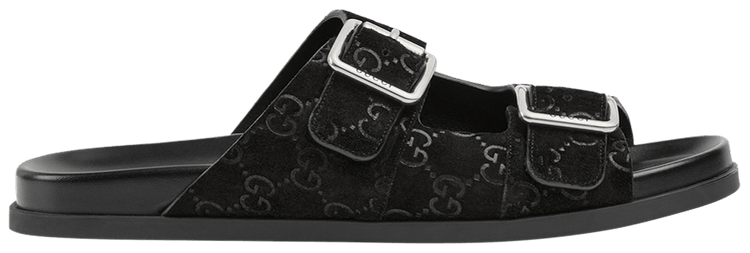 Gucci Slide Sandal GG Suede   Black
