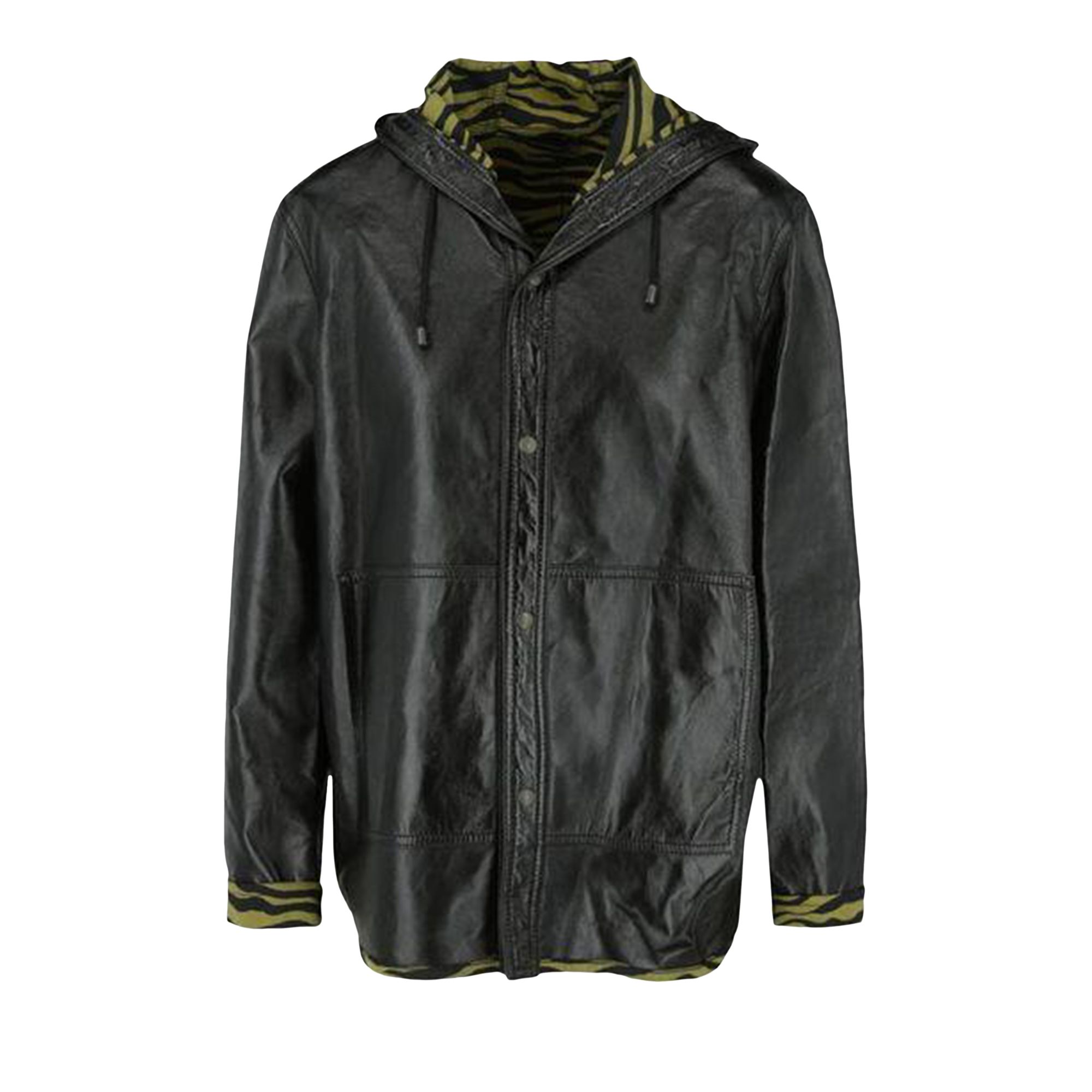 Pre-owned Bottega Veneta Zebra Print Lined Leather Jacket 'black/multicolor' | Men's Size 48