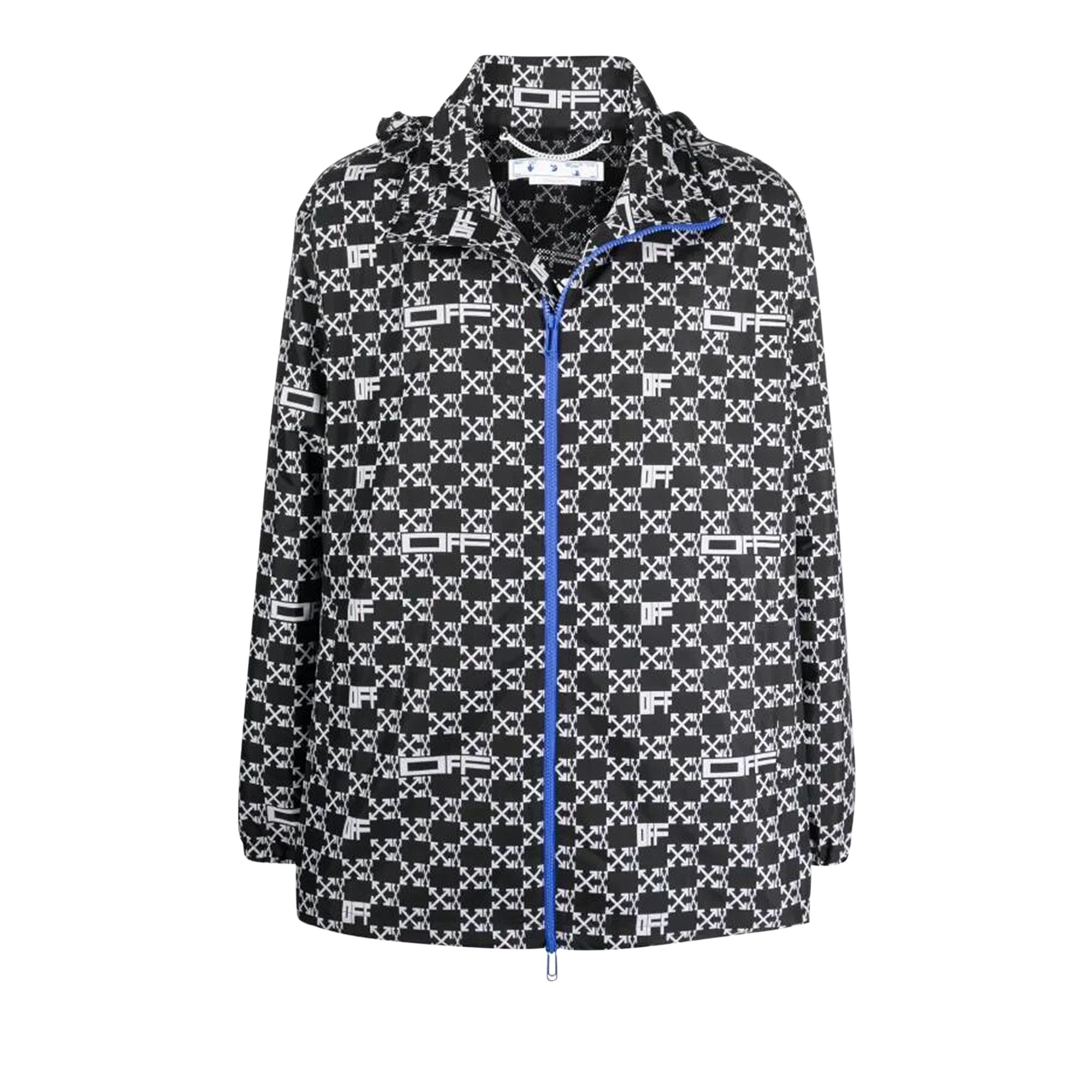 Pre-owned Off-white Monogram Allover Windbreaker Jacket 'black' | Men's Size Xl