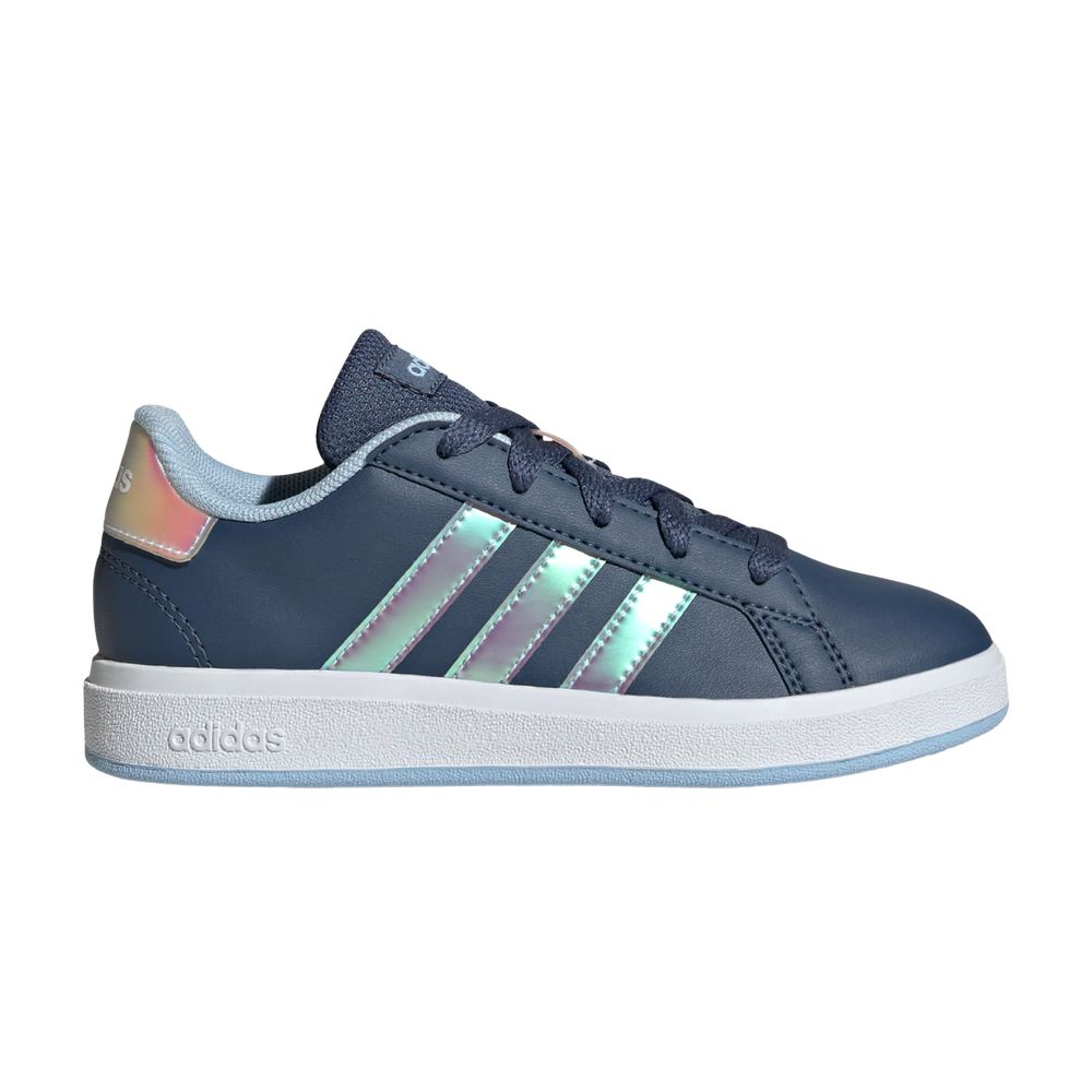 Pre-owned Adidas Originals Adidas Grand Court Lace K 'iridescent Stripes - Preloved Ink' | Blue | Kid's Size 11.5