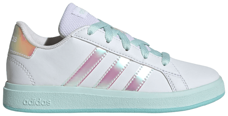 Adidas Grand Court Lace K Iridescent Stripes   White