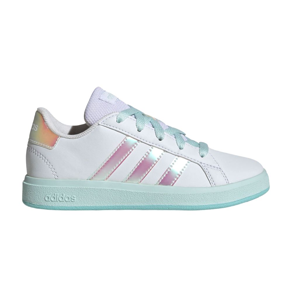 Pre-owned Adidas Originals Adidas Grand Court Lace K 'iridescent Stripes - White' | Kid's Size 1