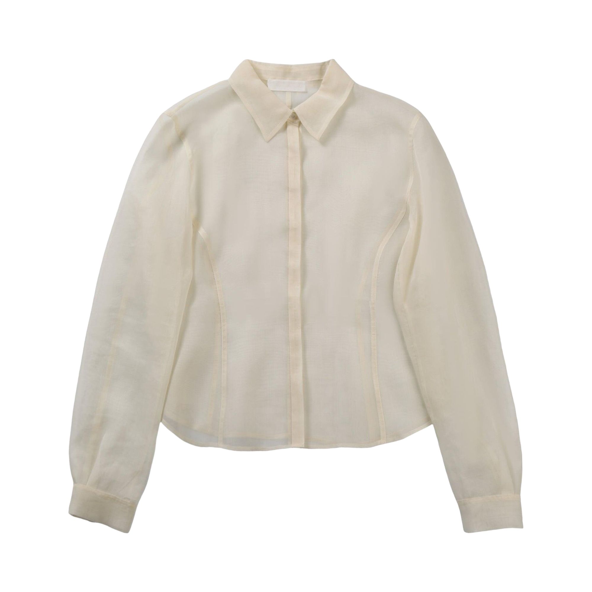 Pre-owned Amomento Sheer Slim Fit Shirt 'ivory' | Grey | Women's Size 1