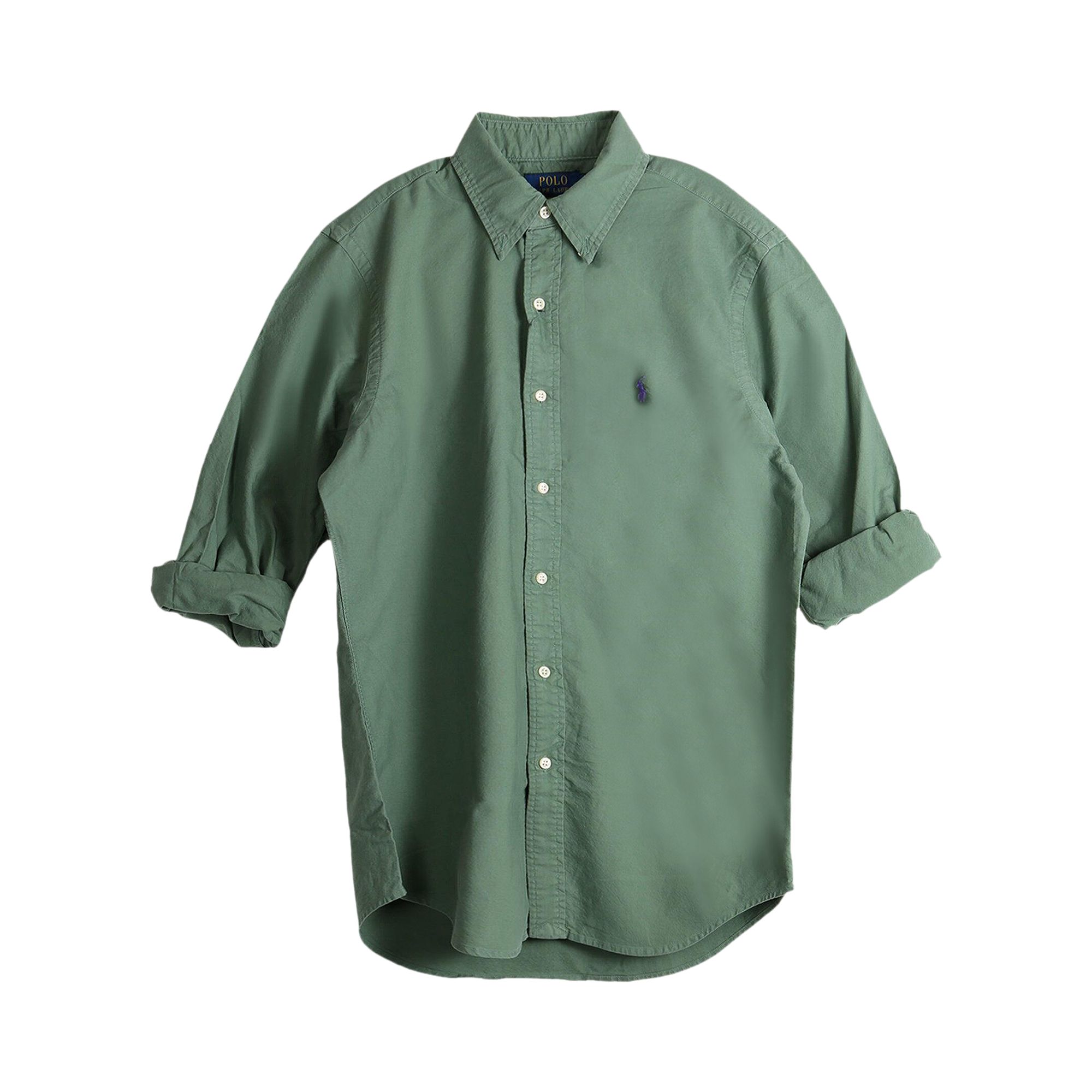 Pre-owned Polo Ralph Lauren Long-sleeved Oxford Shirt 'fatigue' | Tan | Men's Size M