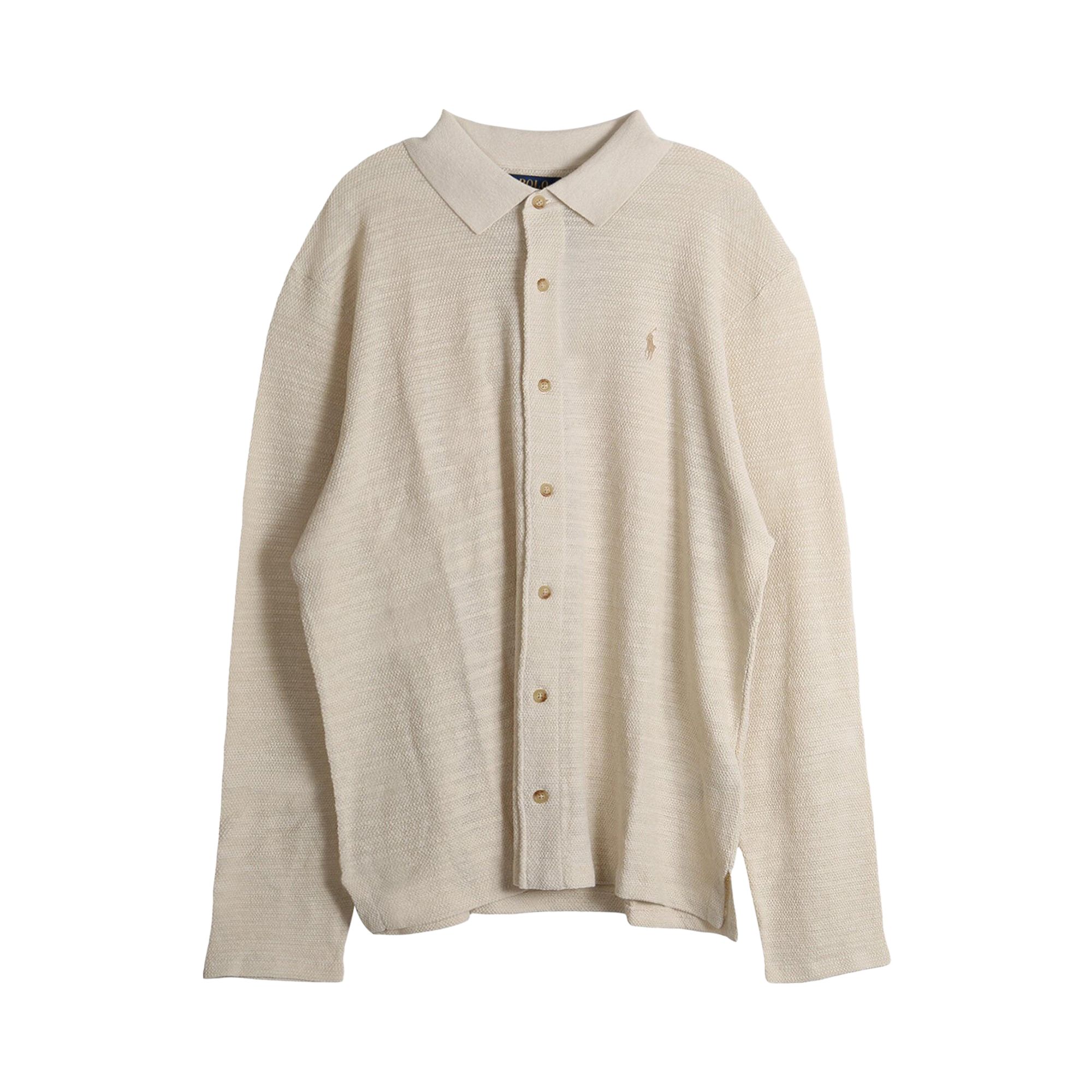 Pre-owned Polo Ralph Lauren Long-sleeve Blend Placket Cardigan Sweater 'new Stone' | Tan | Men's Size Xl