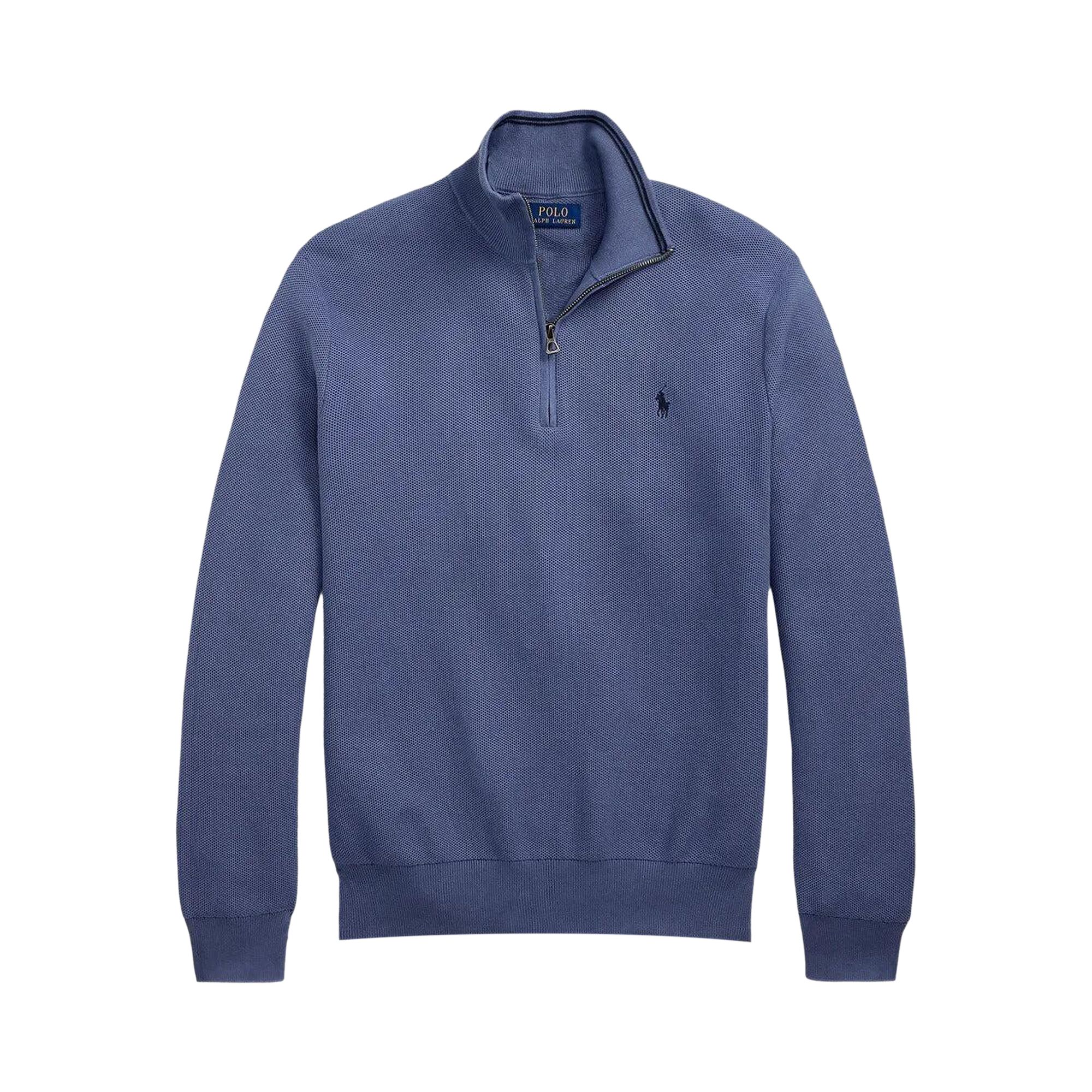 Pre-owned Polo Ralph Lauren Long-sleeve 1/2 Zip Sweater 'capri Blue' | Men's Size M