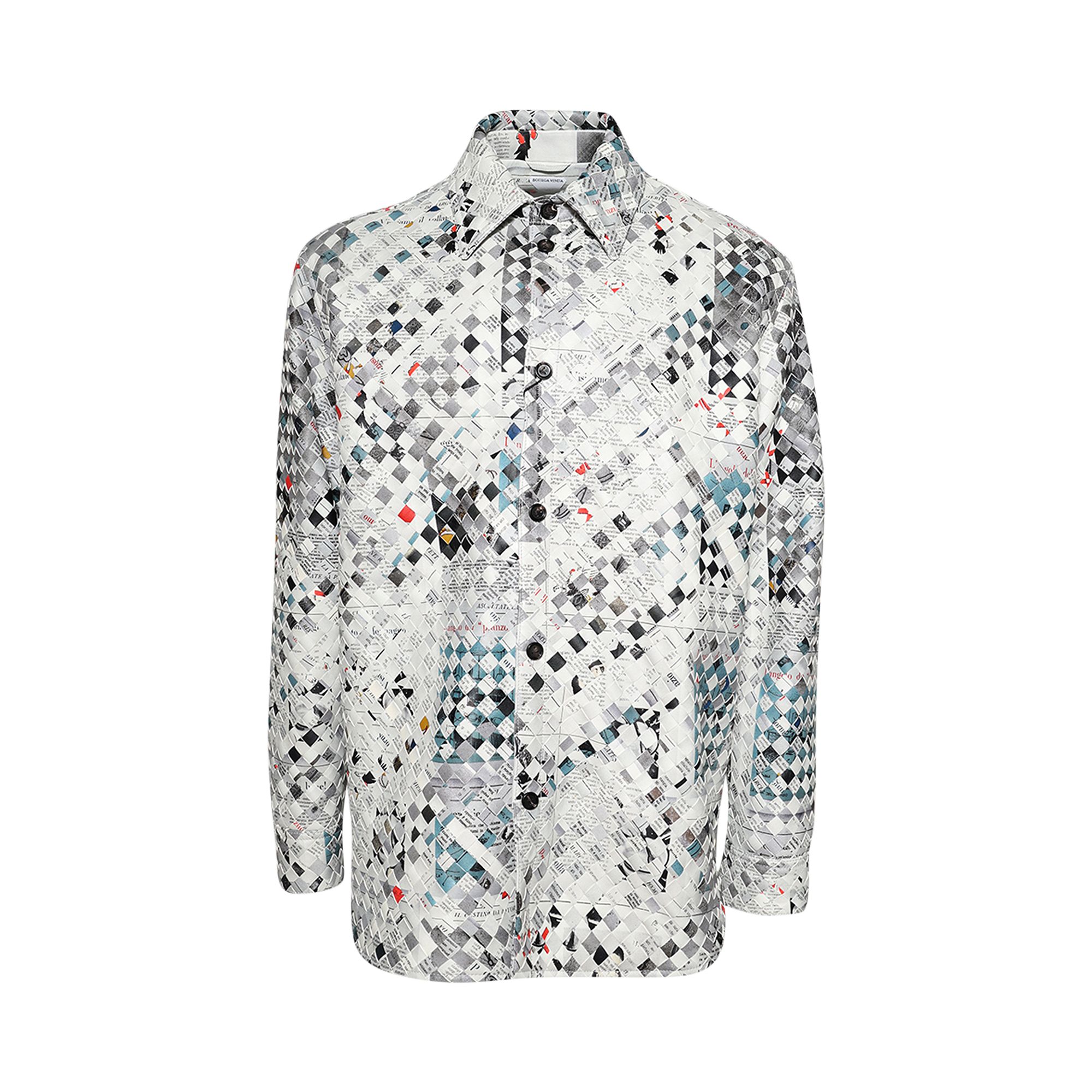 Pre-owned Bottega Veneta Printed Intrecciato Leather Shirt 'light Grey/black' | Men's Size 54