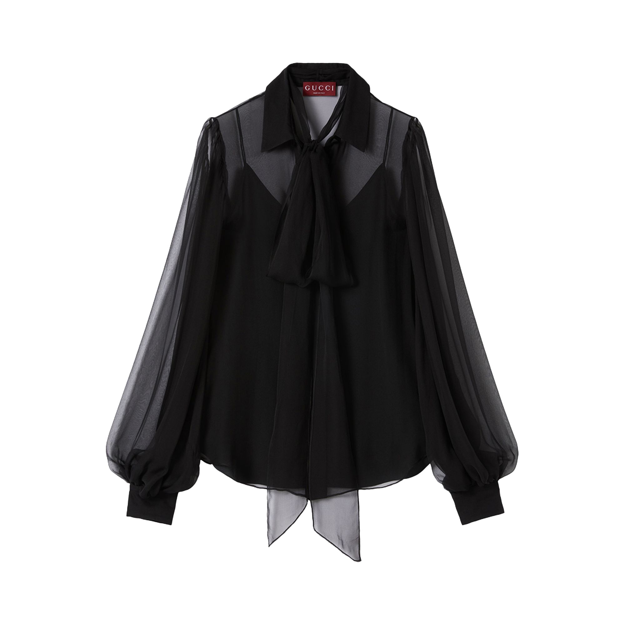Pre-owned Gucci Silk Chiffon Shirt 'black' | Women's Size 42