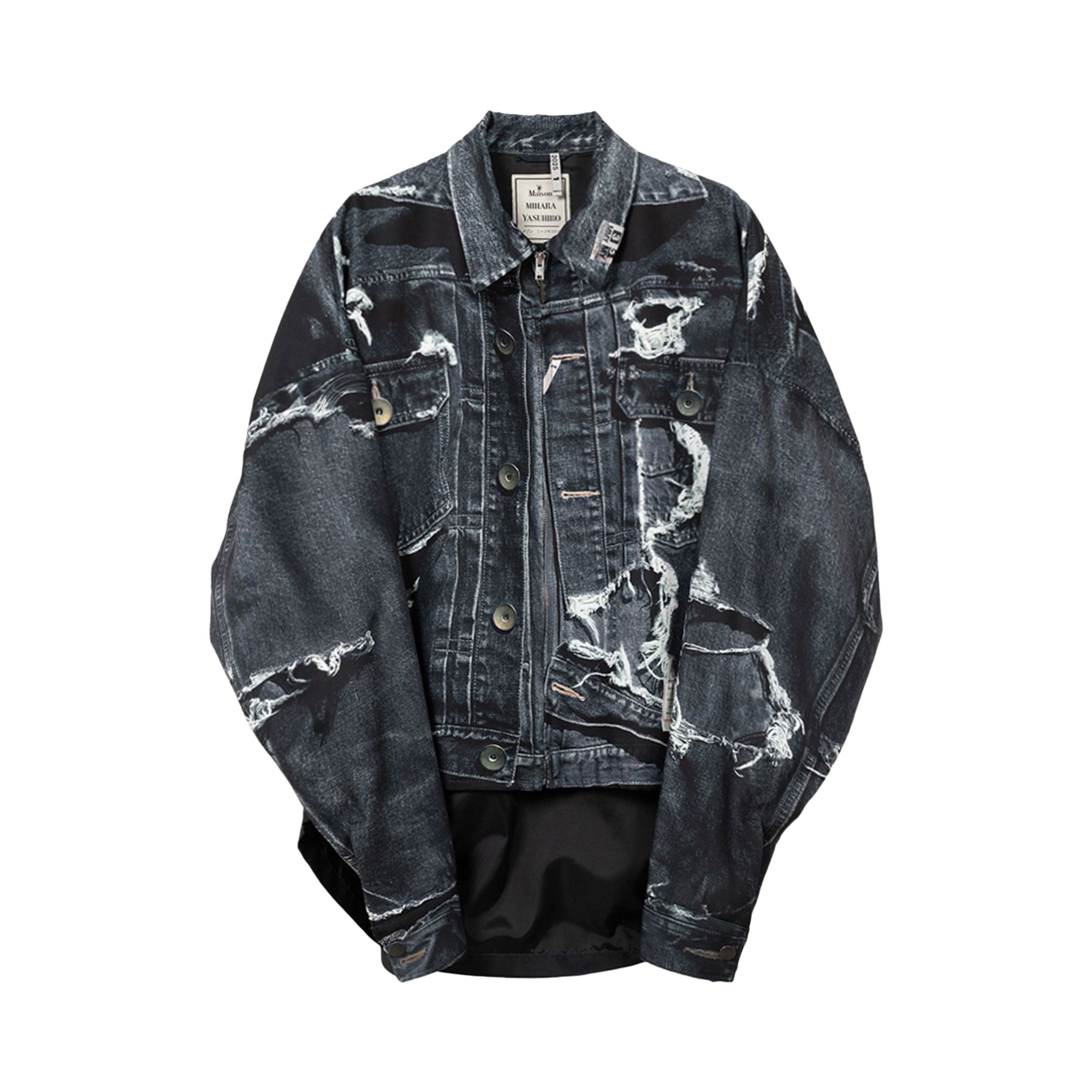Pre-owned Miharayasuhiro Maison Mihara Yasuhiro Trompe L'oeil Denim Jacket 'black' | Men's Size 52