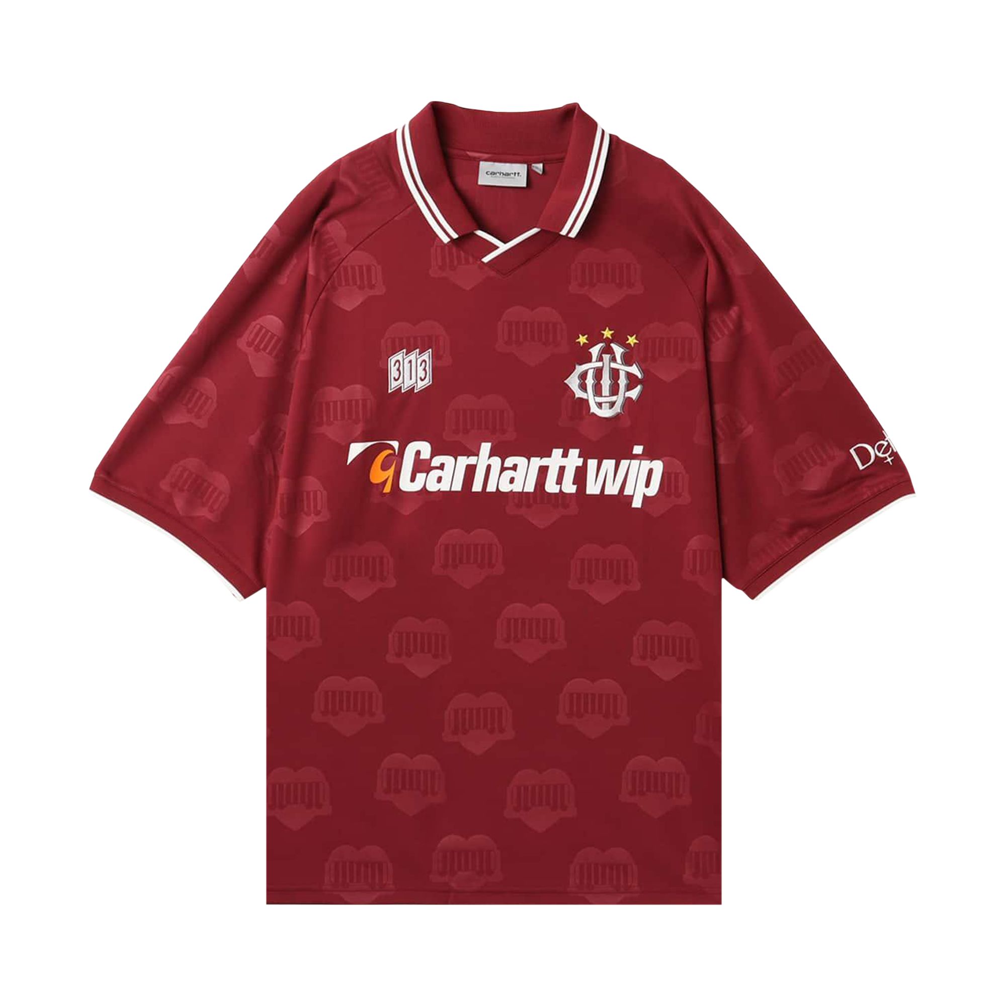 Pre-owned Carhartt Wip Short-sleeve Hartts Footballt-shirt 'heart Train/jacquard' | Red | Men's Size Xl