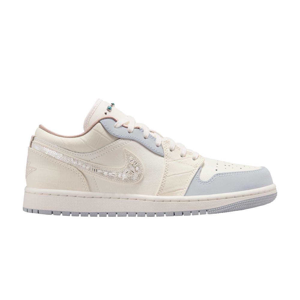 Pre-owned Air Jordan Wmns 1 Low 'sail Soft Pearl Sequins' | Cream | Women's Size 5.5 In White