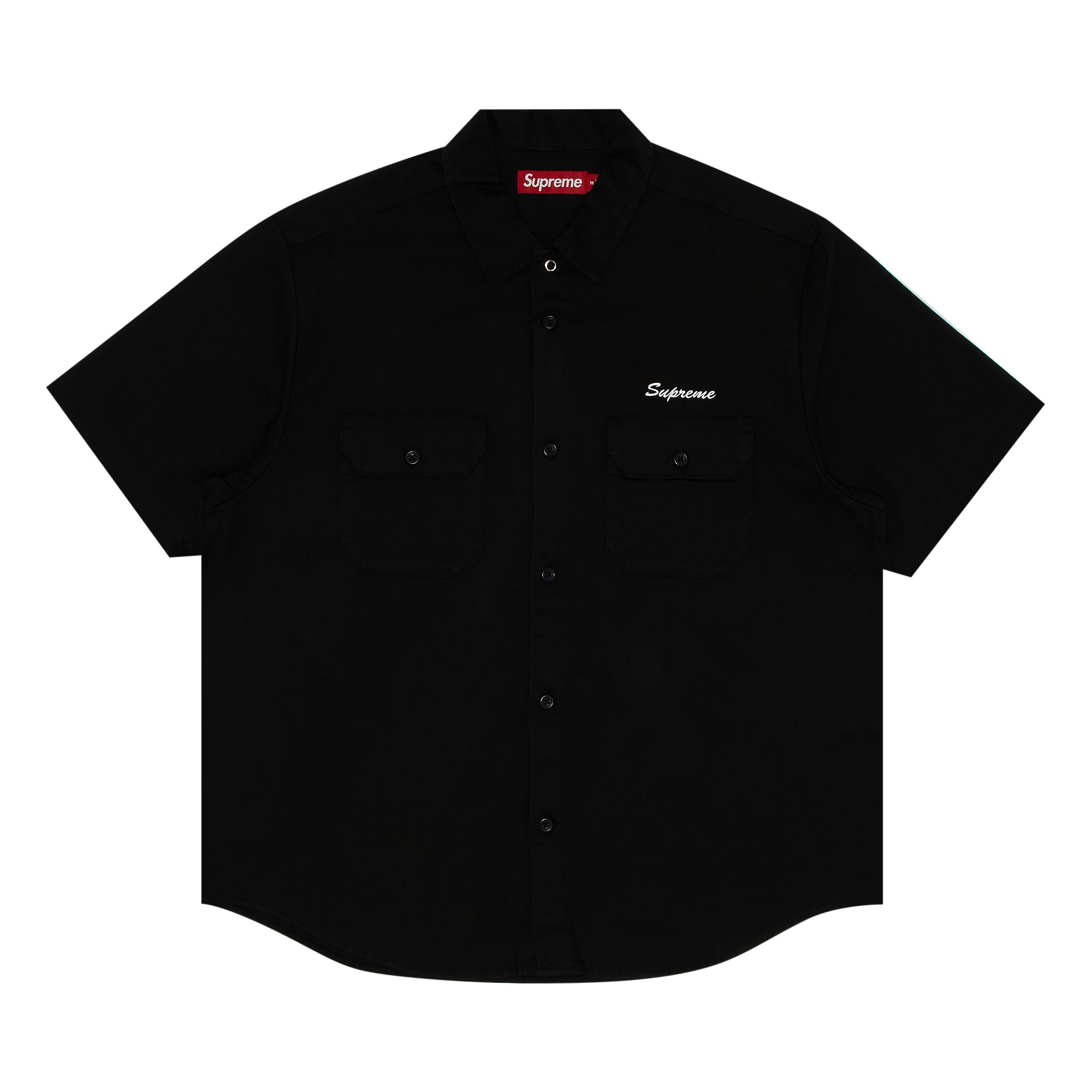 Pre-owned Supreme Rhinestone Pin Up Short-sleeve Work Shirt 'black' | Men's Size L