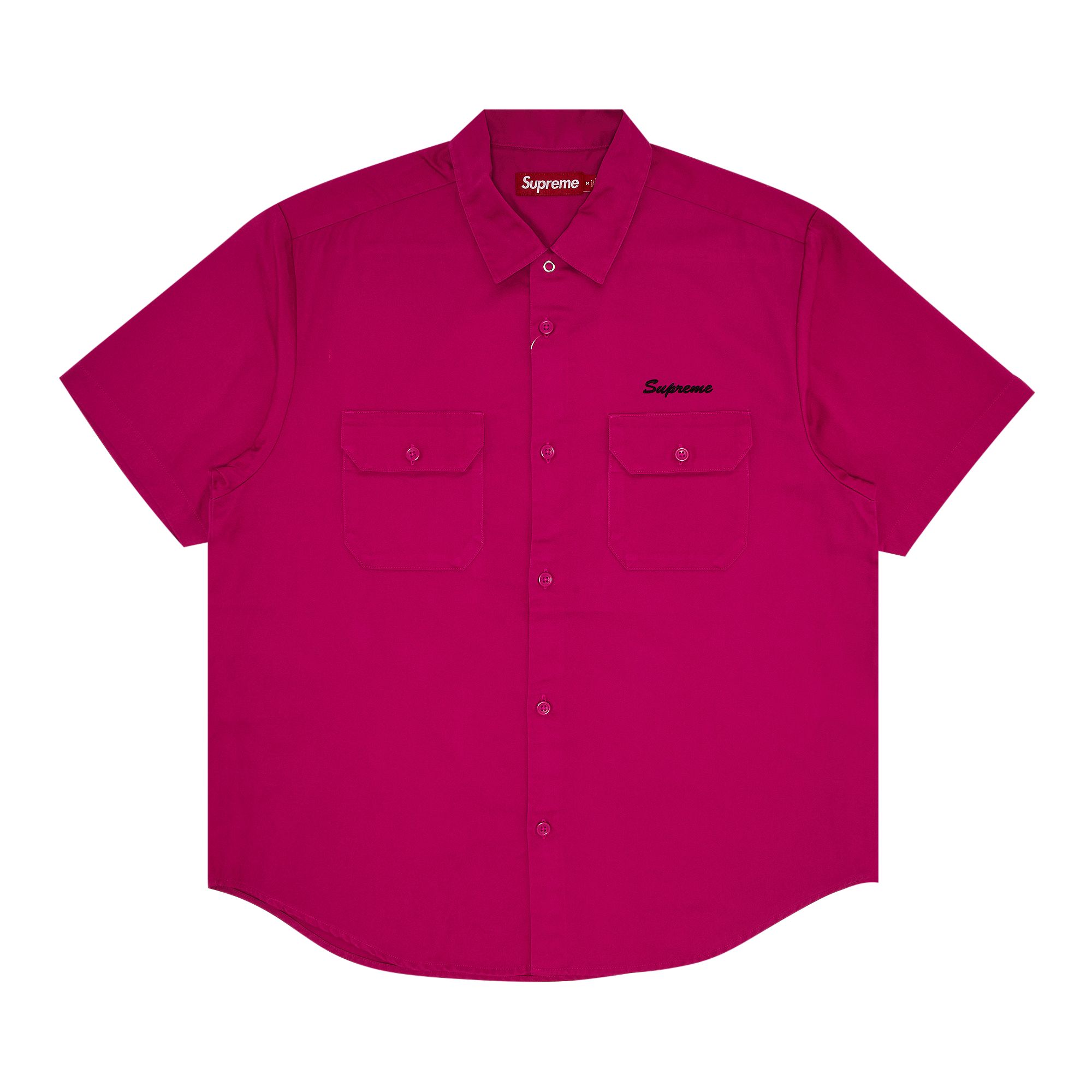 Pre-owned Supreme Rhinestone Pin Up Short-sleeve Work Shirt 'fuchsia' | Pink | Men's Size L