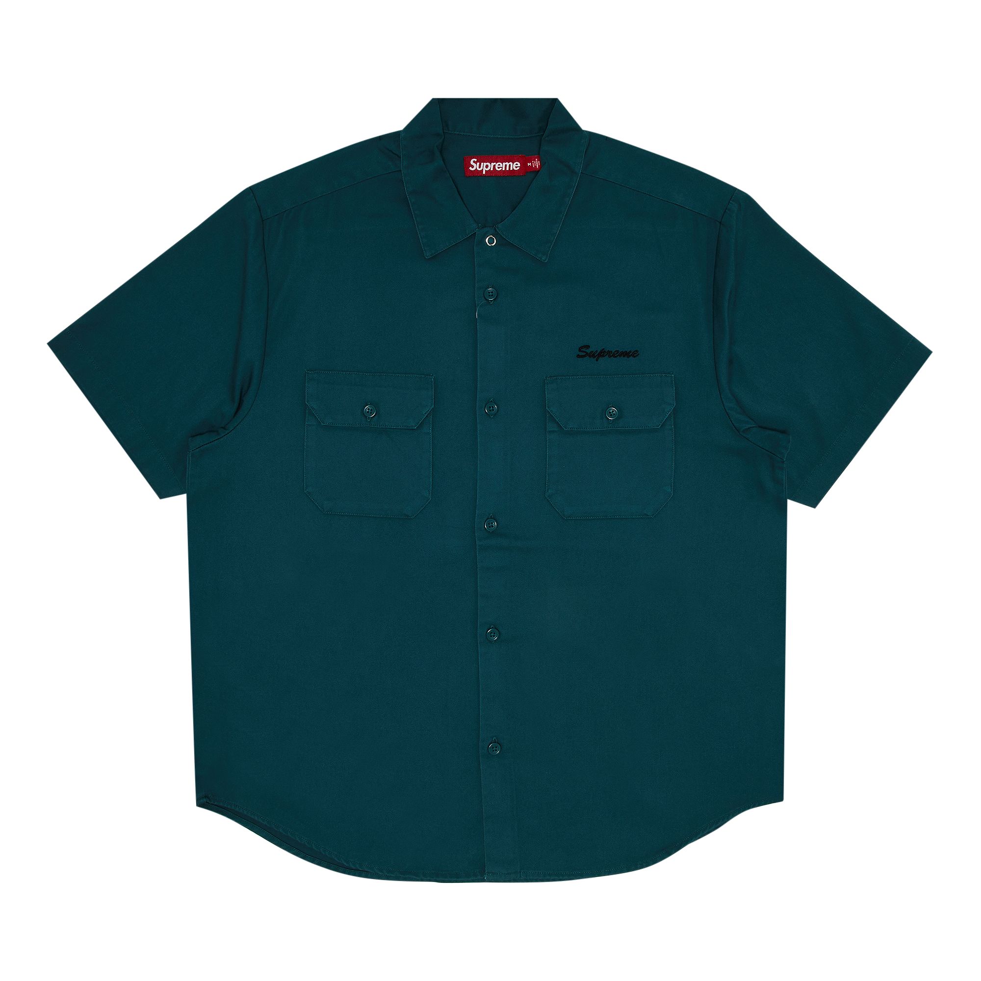 Pre-owned Supreme Rhinestone Pin Up Short-sleeve Work Shirt 'work Green' | Men's Size L
