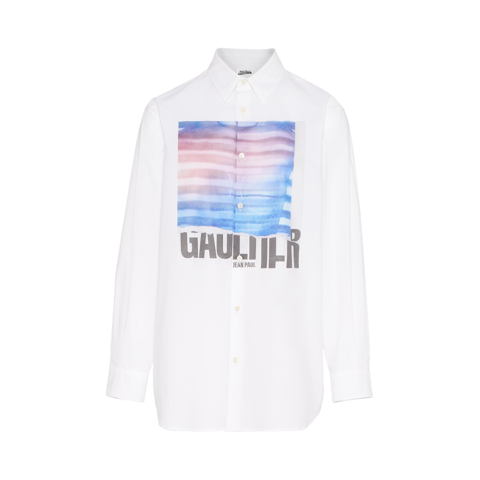Pre-owned Jean Paul Gaultier Printed Shirt 'white/light Blue/peach' | Women's Size S