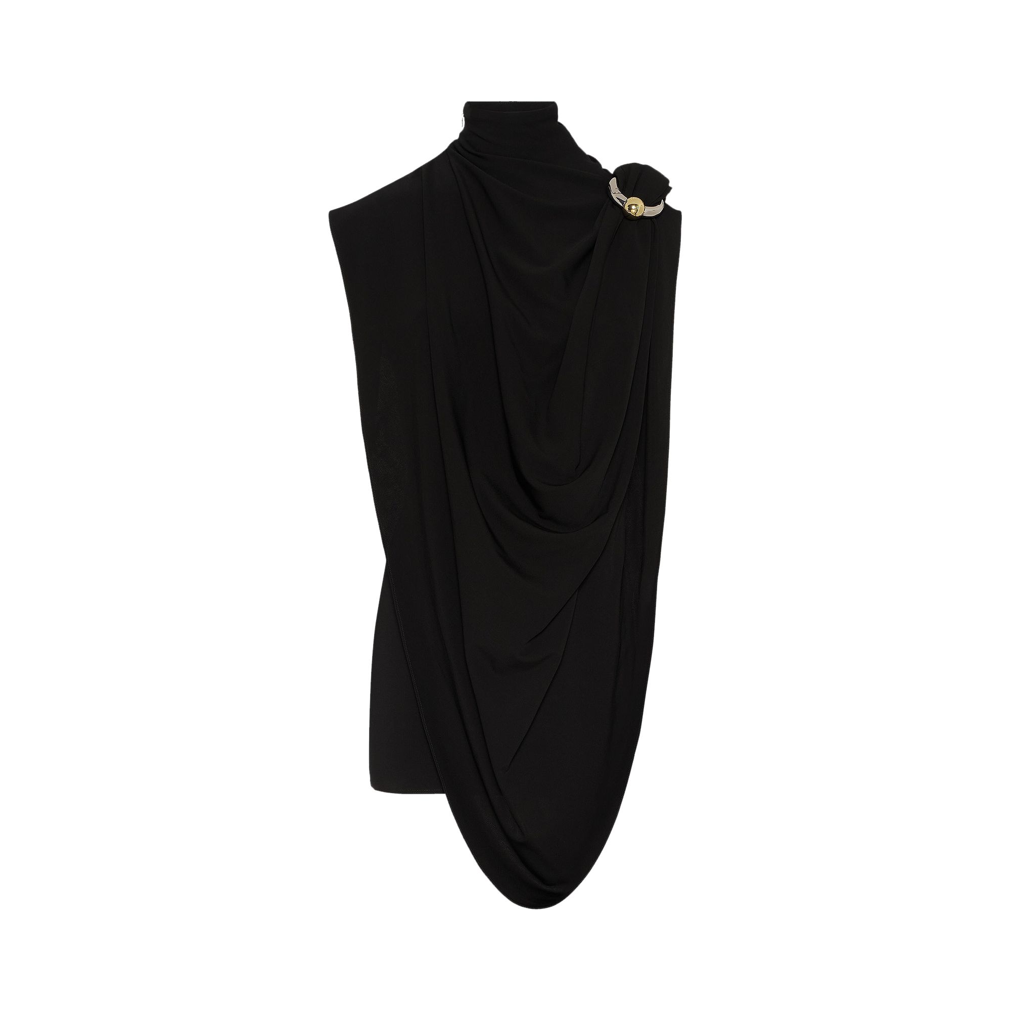 Pre-owned Jean Paul Gaultier Short Draped Jersey Dress 'black' | Women's Size 38