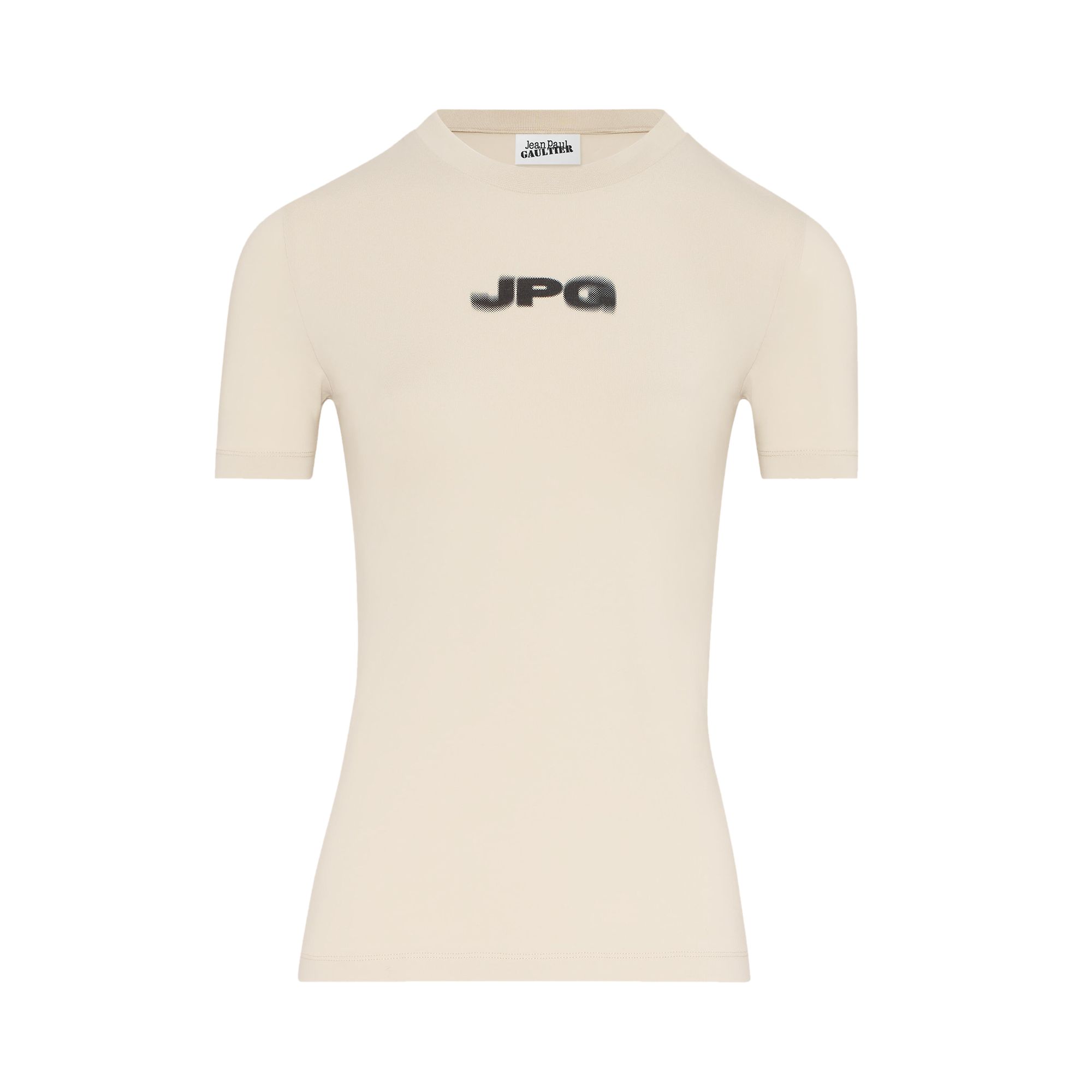 Pre-owned Jean Paul Gaultier Printed Baby Tee 'light Beige/black' | Tan | Women's Size Xs