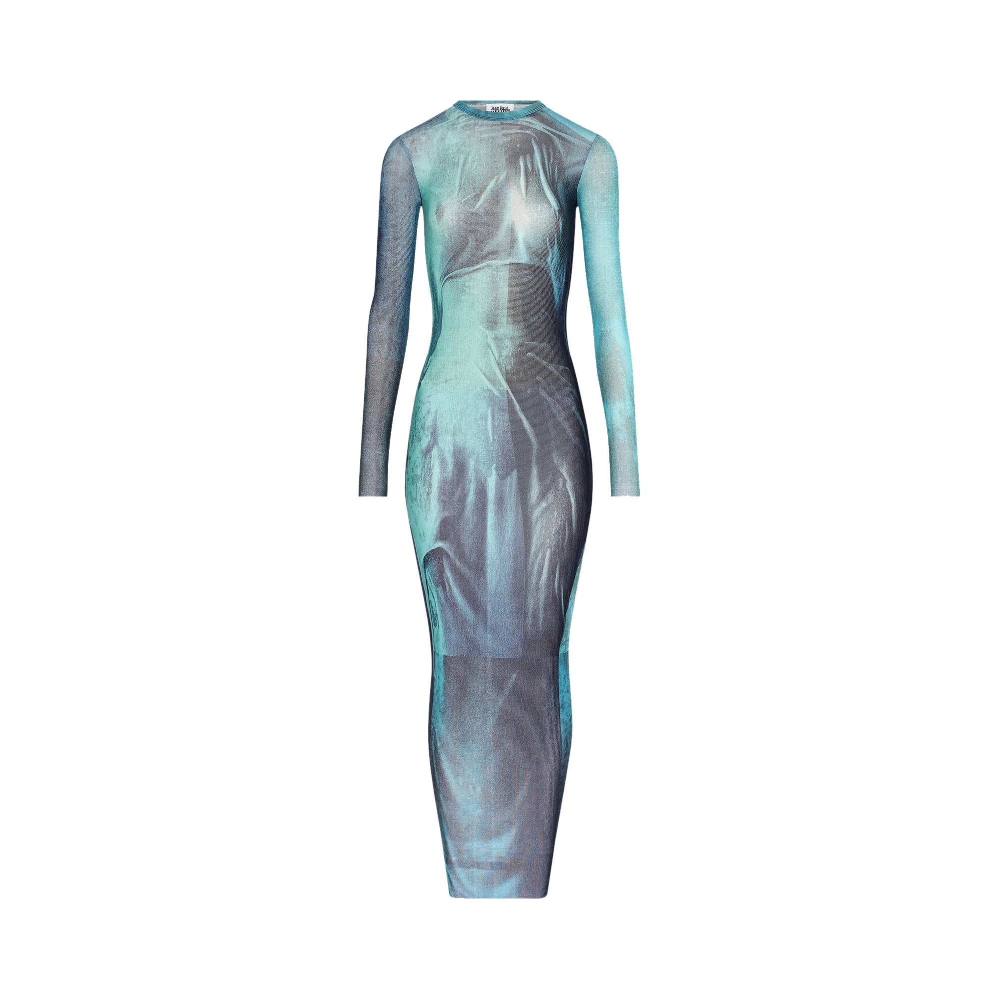 Pre-owned Jean Paul Gaultier Mesh Long Dress 'indigo/vintage Blue' | Women's Size L
