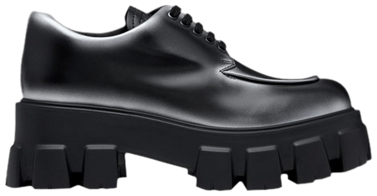 Prada Wmns Monolith Lace Up Black Silver Ombre
