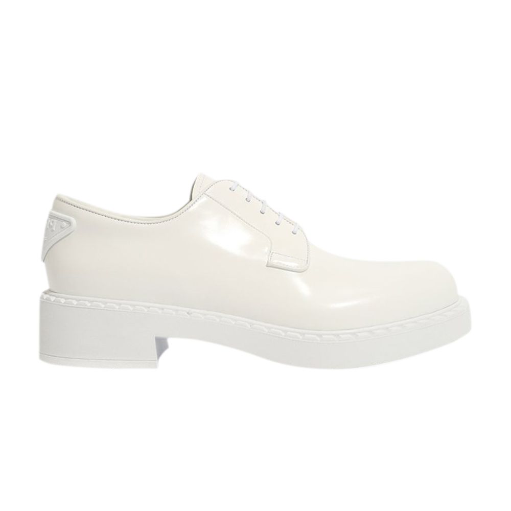 Pre-owned Prada Wmns Brushed Spazzolato Leather Derby 'white' | Women's Size 5