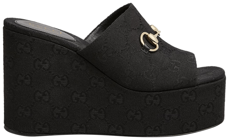 Gucci Wmns Wedge Horsebit Sandal Black