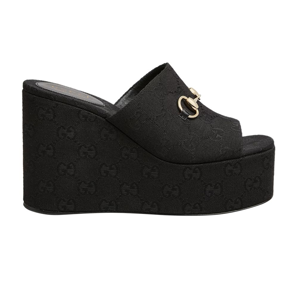 Gucci Wmns Wedge Horsebit Sandal 'Black' | Women's Size 7.5 - 816328-FAB10-1000