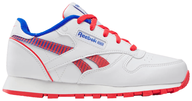 Reebok Classic Leather Step n Flash 20 Little Kid White Optimum Blue Red