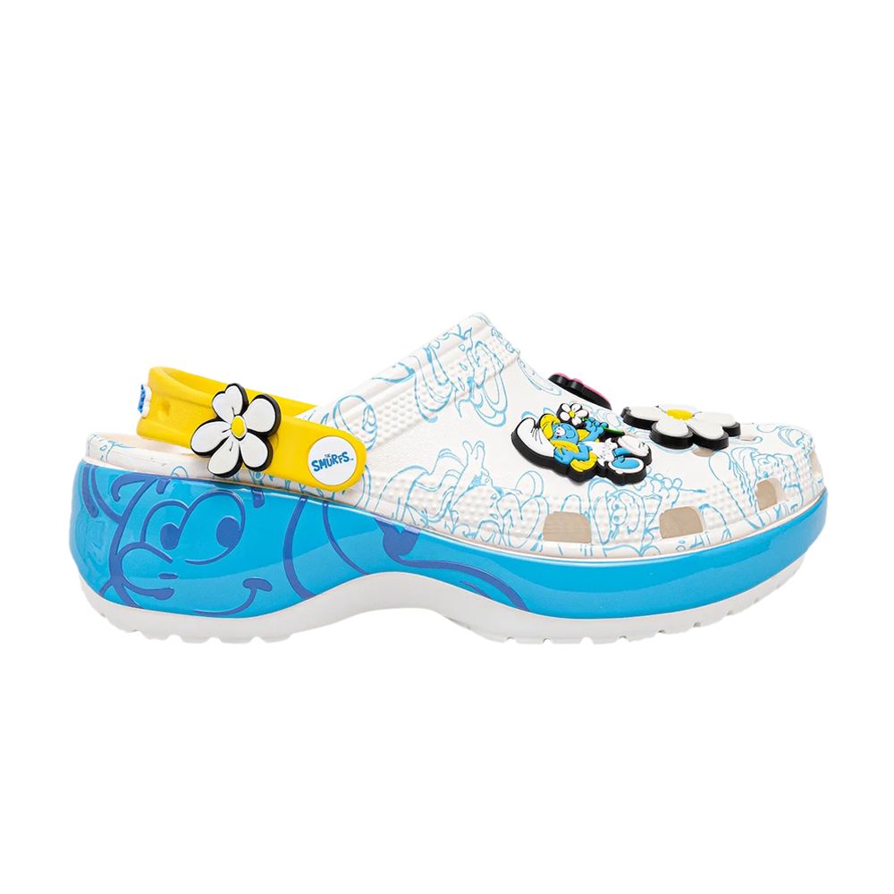 Pre-owned Crocs The Smurfs X Wmns Classic Platform Clog 'smurfette' | White | Women's Size 11