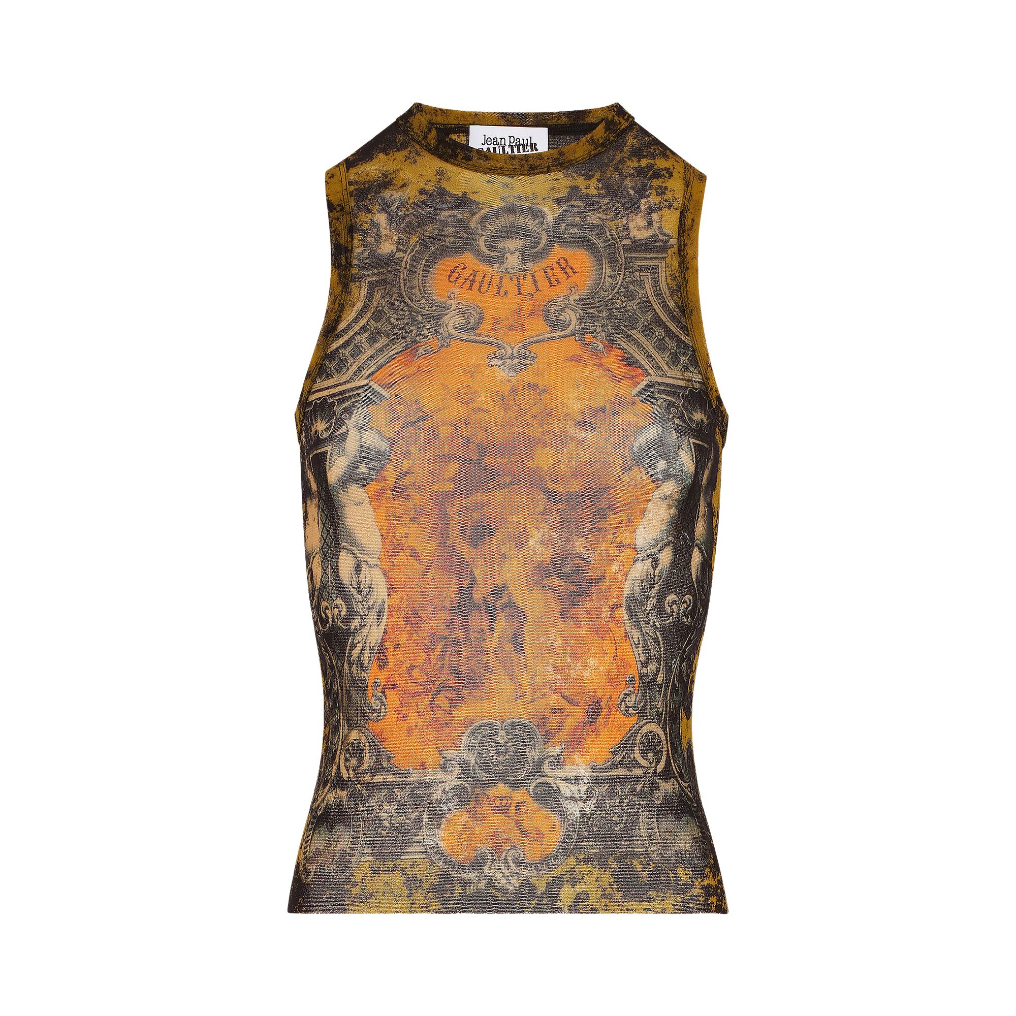Pre-owned Jean Paul Gaultier Médaillon Tank Top 'black/khaki/orange' | Women's Size Xs