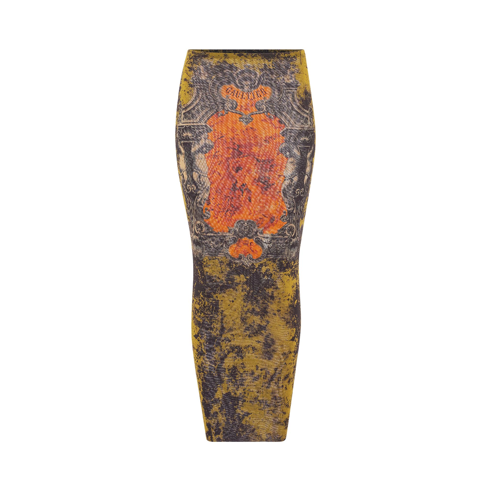 Pre-owned Jean Paul Gaultier Médaillon Long Skirt 'black/khaki/orange' | Women's Size Xs