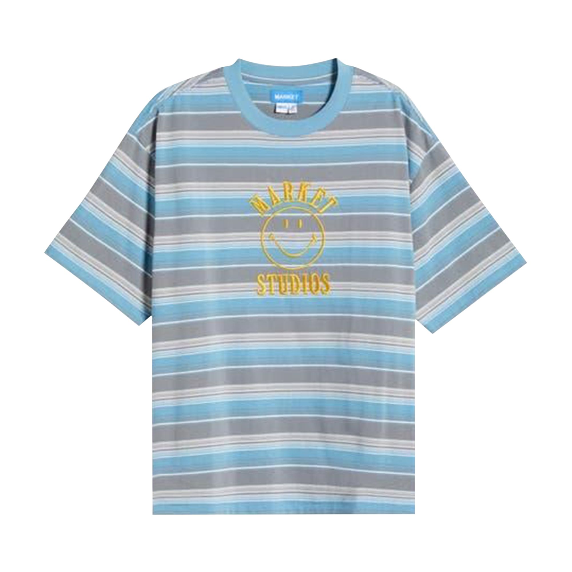 Pre-owned Market Smiley Lockup Striped T-shirt 'tranquil Blue' | Men's Size M