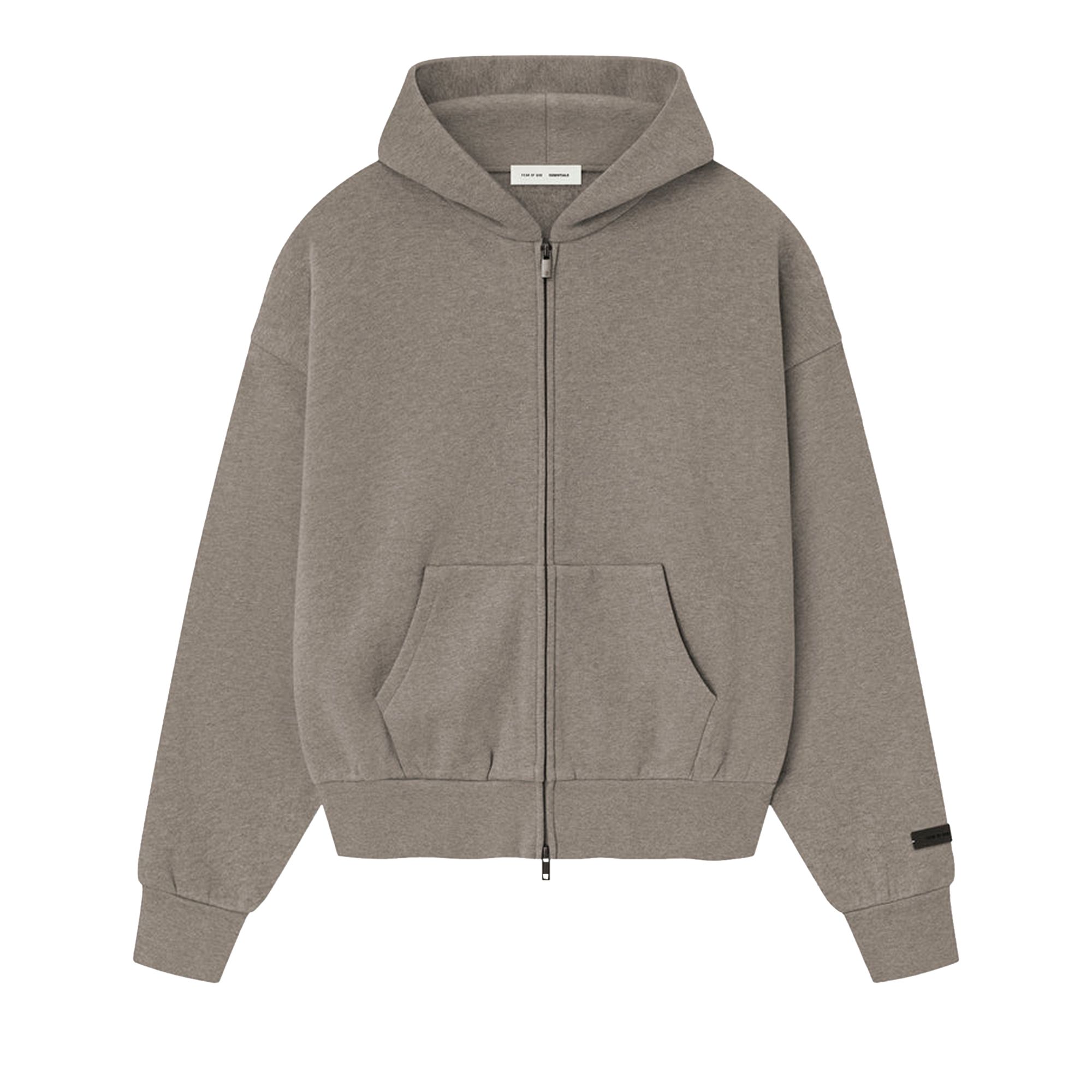 Pre-owned Essentials Fear Of God  Classic Fleece Zip-up Hoodie 'homestead Heather' | Tan | Men's Size Xl