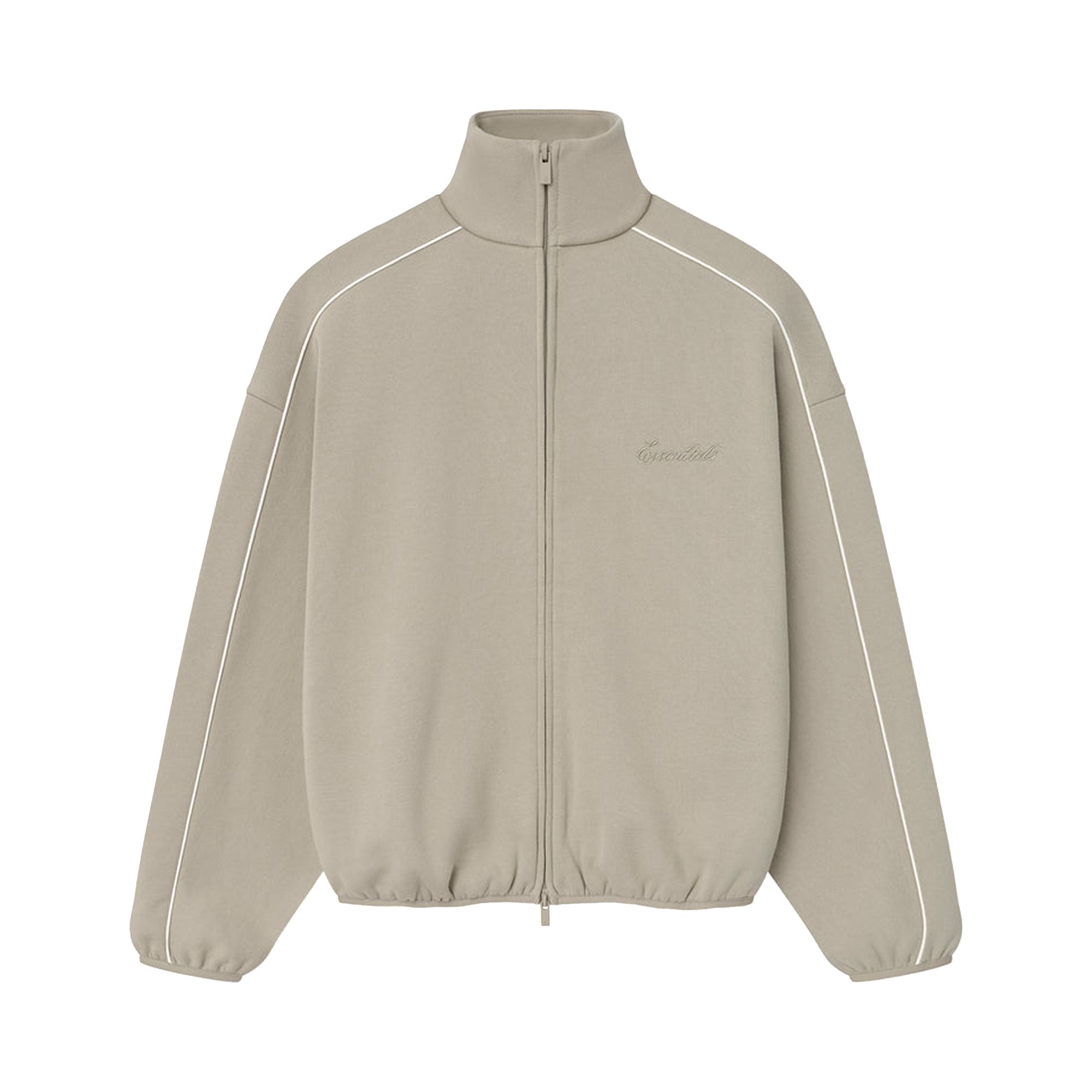 Pre-owned Essentials Fear Of God  Modern Fleece Track Jacket With Piping 'timber/cloud White' | Cream | Men's S