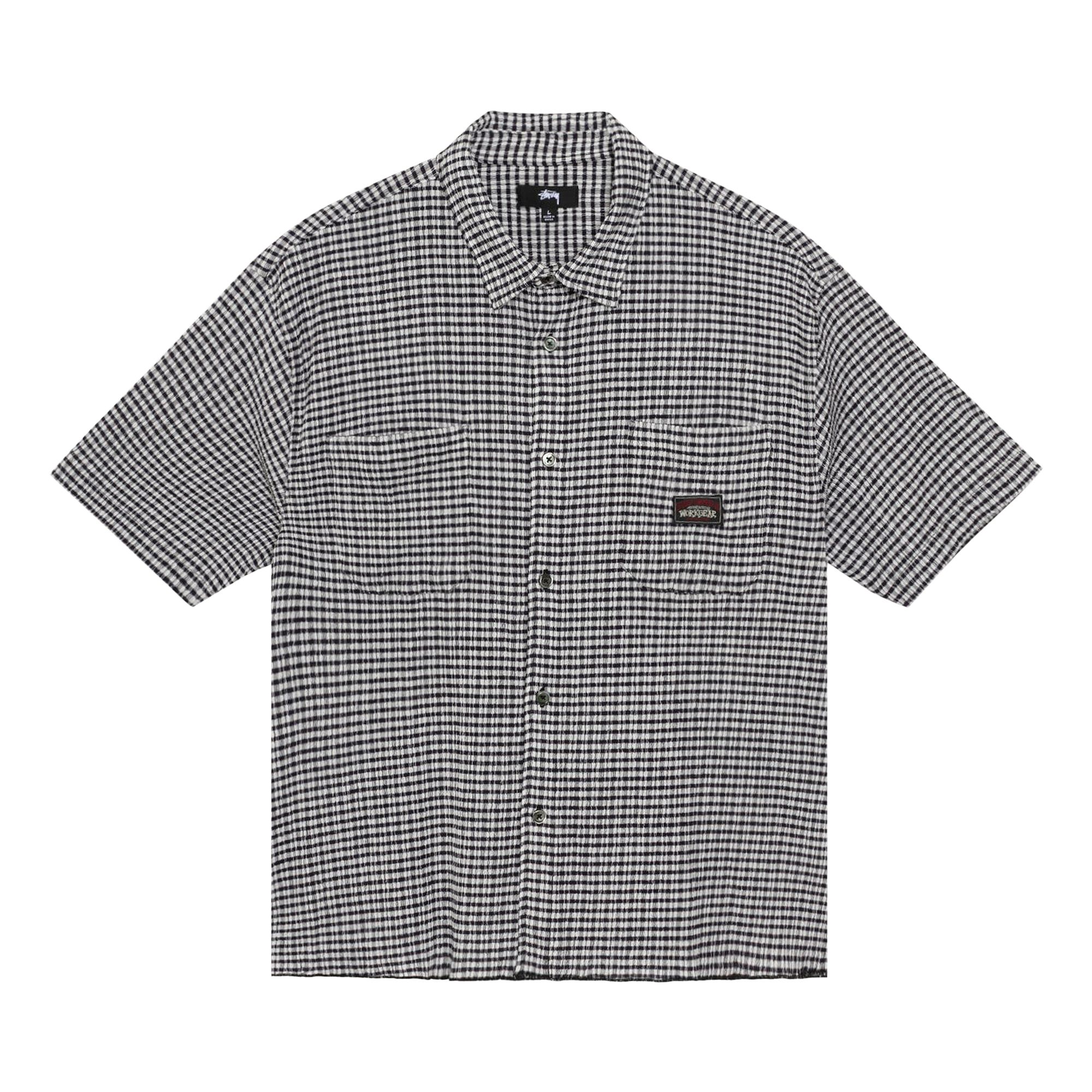 Pre-owned Stussy Crinkled Check Short-sleeve Shirt 'black' | Men's Size M