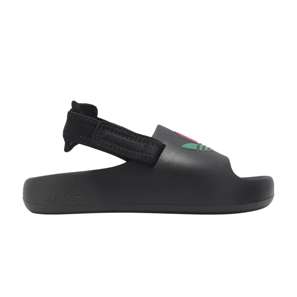 Pre-owned Adidas Originals Adidas Adifom Adilette Slide J 'black White Scarlet' | Kid's Size 3