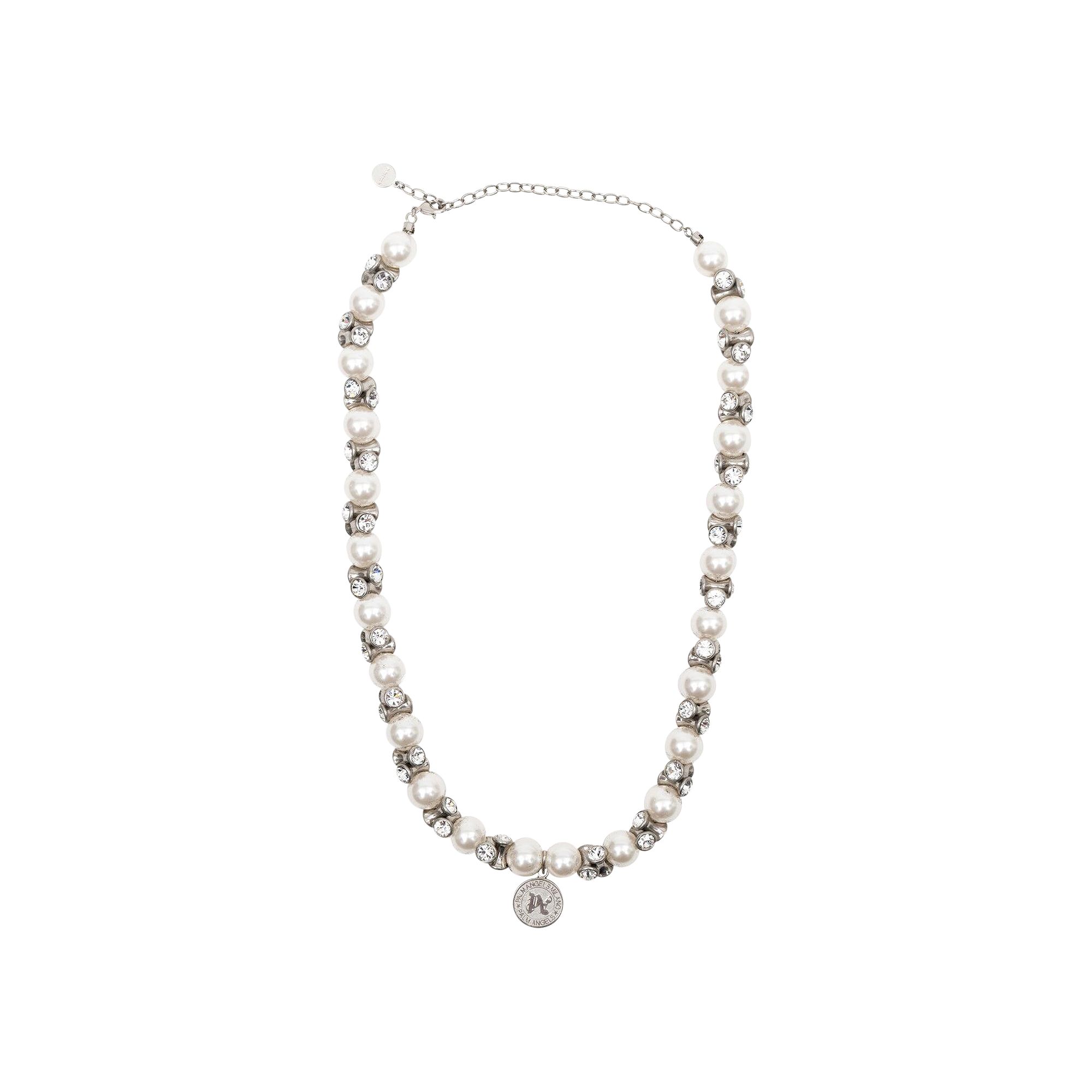 Pre-owned Palm Angels Monogram Pearls Necklace 'silver' | Men's Size Onesize