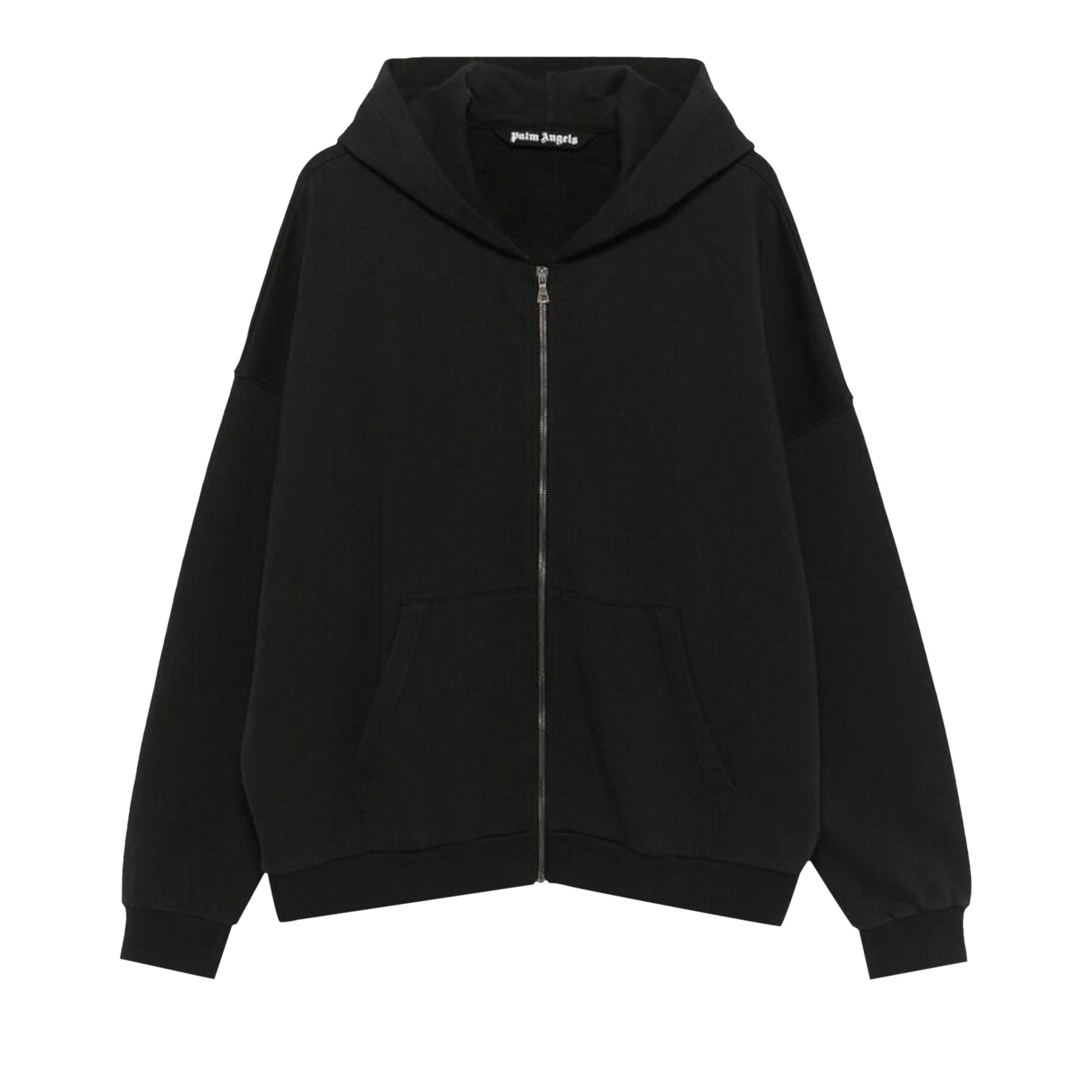 Pre-owned Palm Angels Curved Logo Zip Hoodie 'black' | Men's Size L