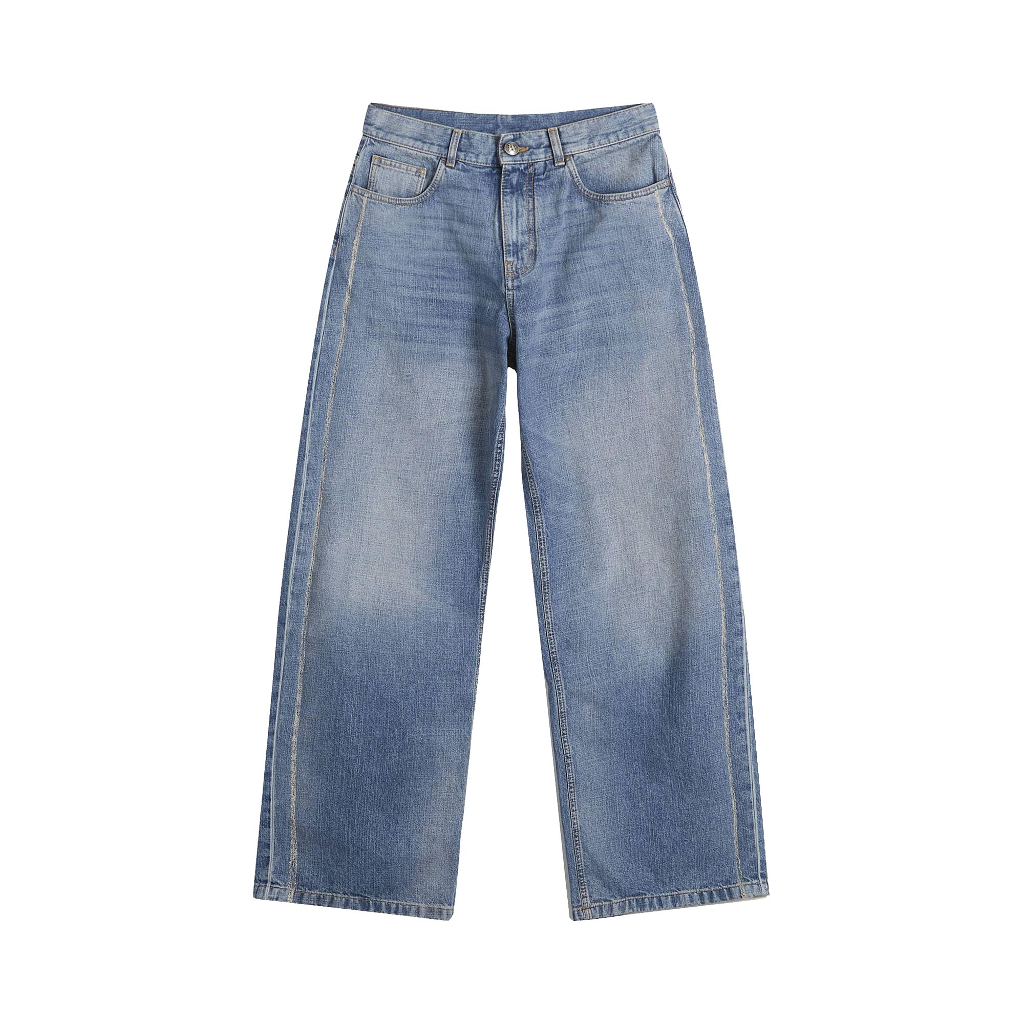 Pre-owned Palm Angels Curved Logo Loose Jeans 'light Blue' | Men's Size 30