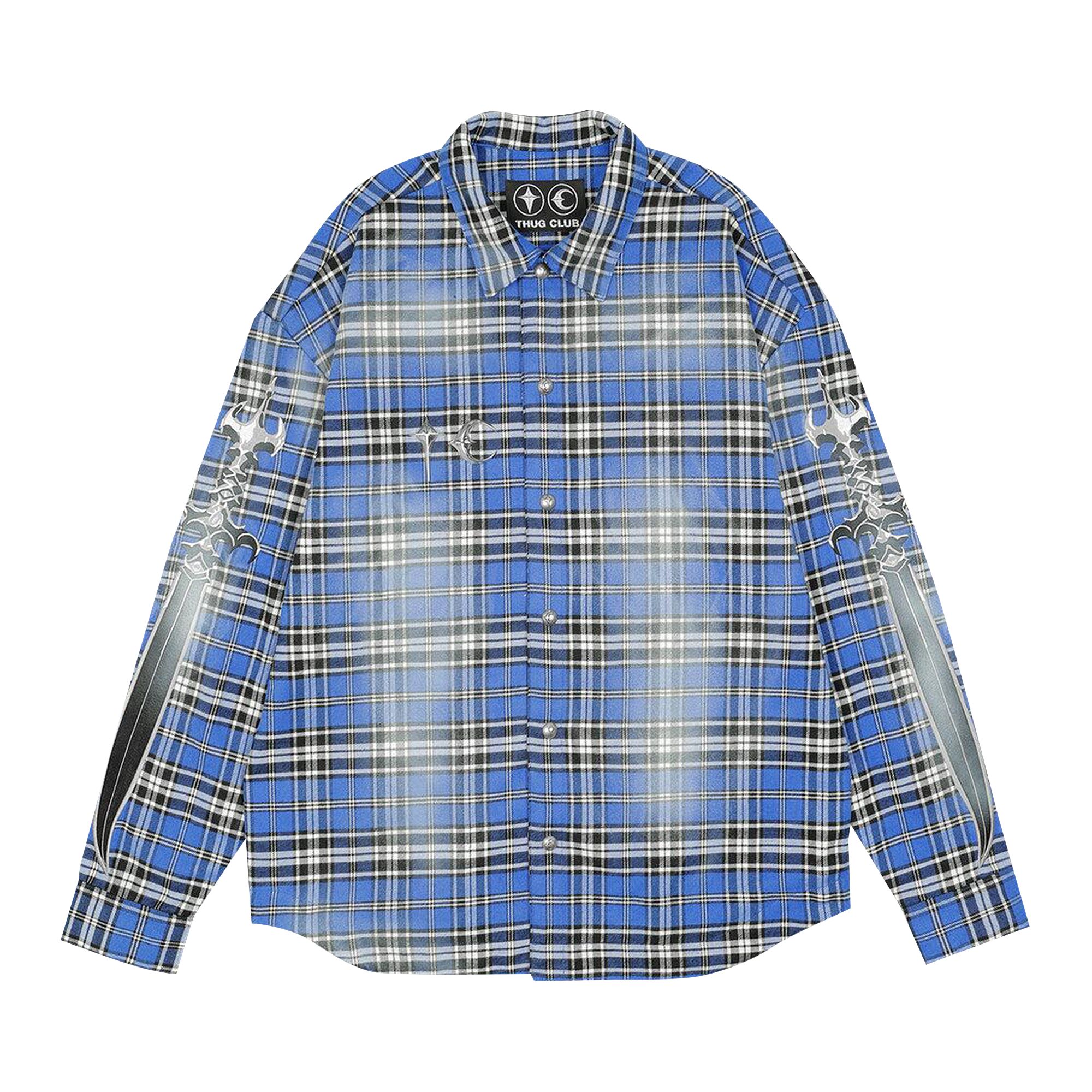 Pre-owned Thug Club Arab Sword Flannel Shirt 'blue' | Men's Size 1