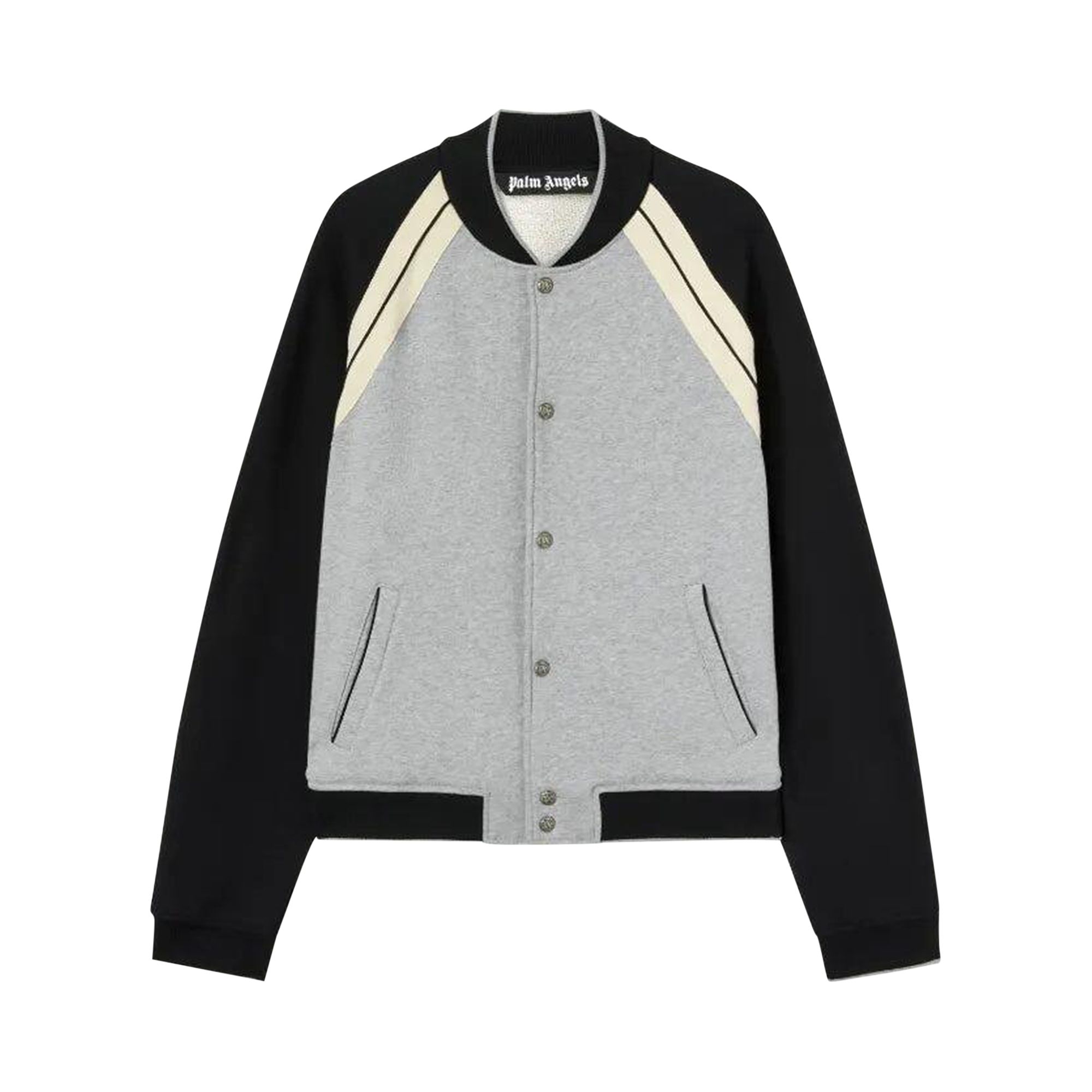 Pre-owned Palm Angels Curved Logo Track Varsity Jacket 'melange Grey' | Men's Size Xl