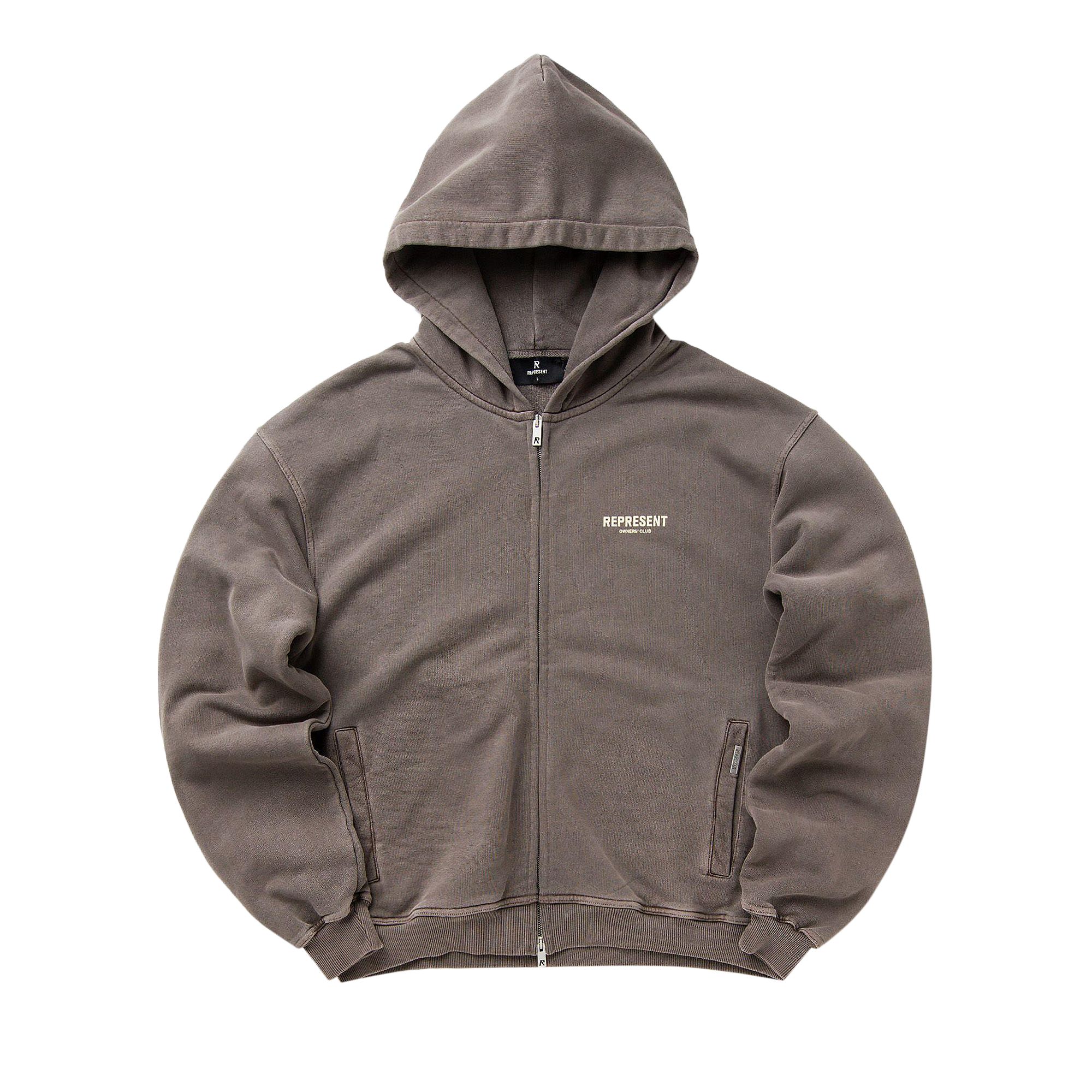Pre-owned Represent Clo Owners Club Zip Hoodie 'fog' | Brown | Men's Size L